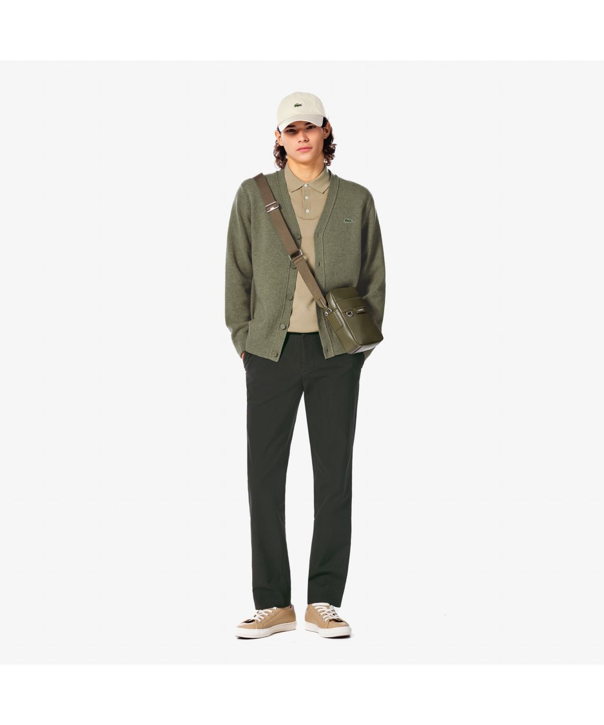 라코스테(LACOSTE) 남성 브이넥 방모 가디건 AH660E-55N E9F