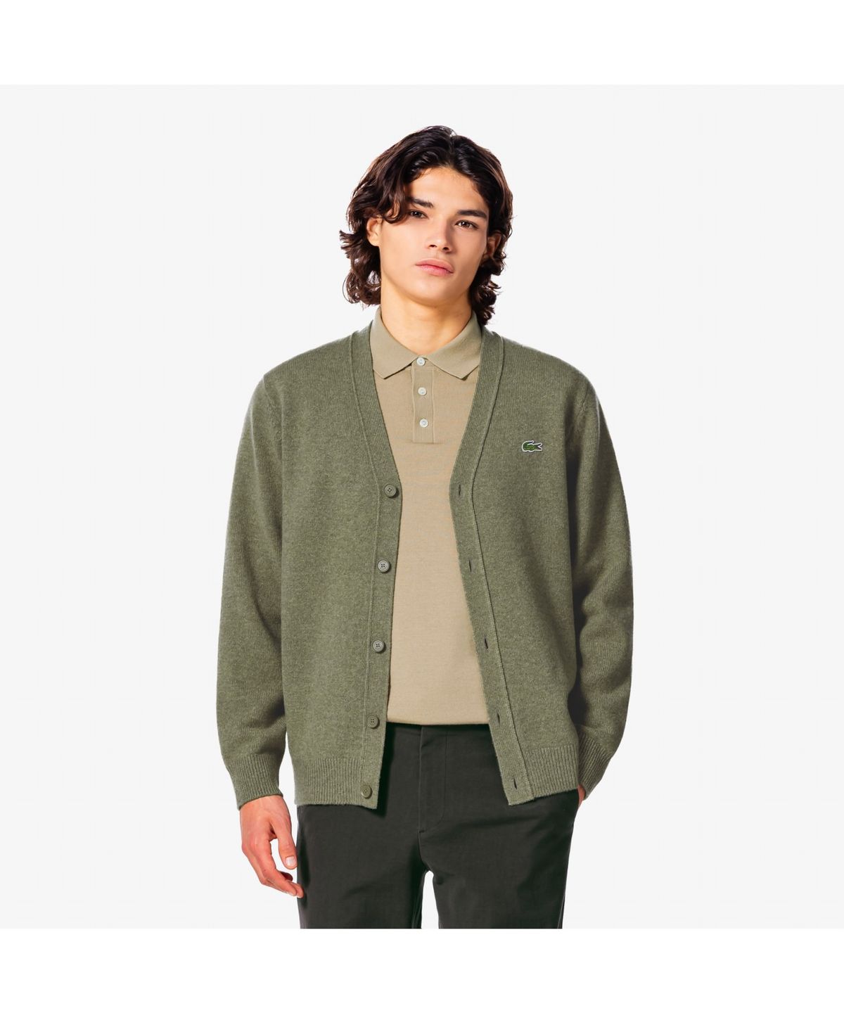 라코스테(LACOSTE) 남성 브이넥 방모 가디건 AH660E-55N E9F