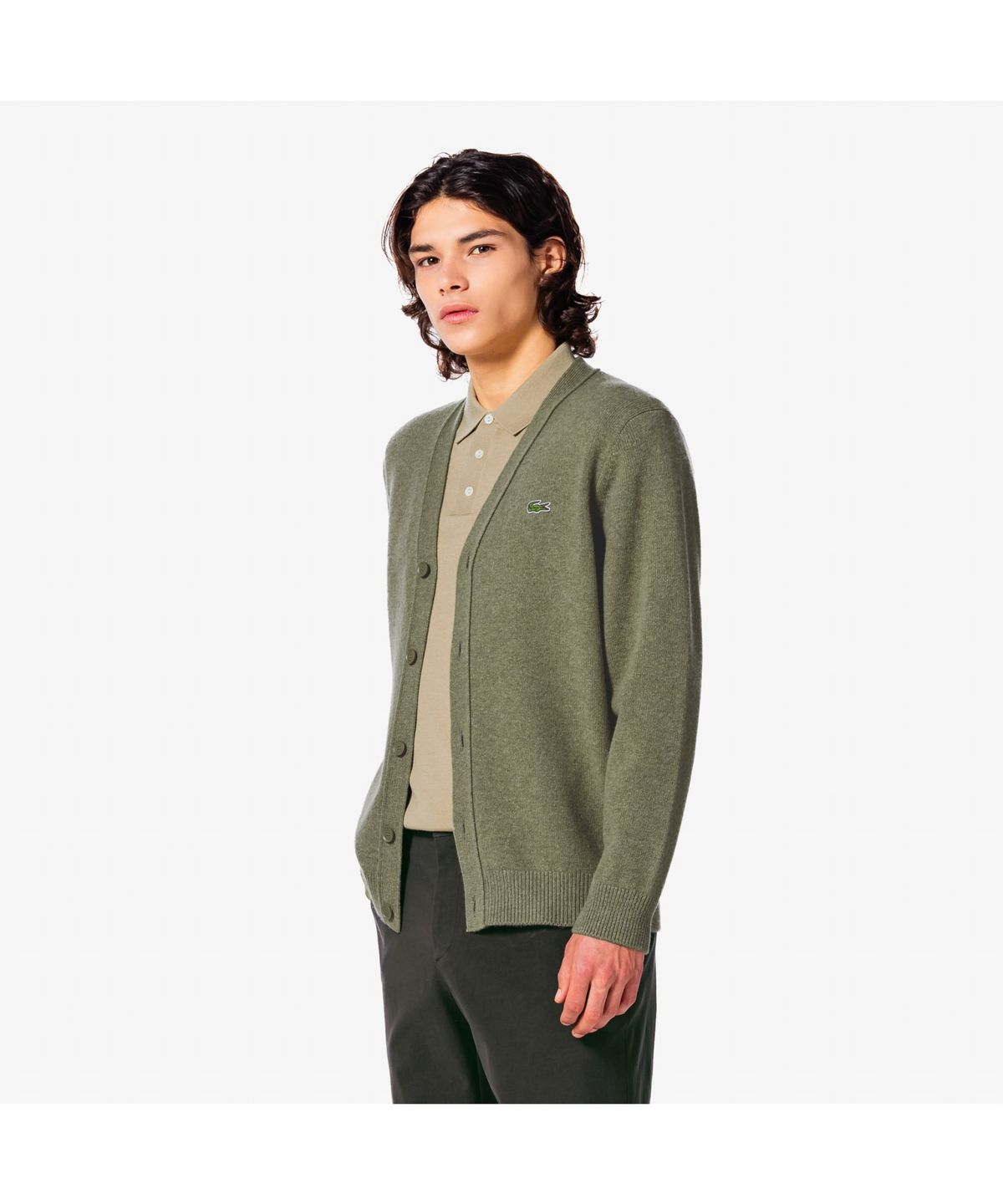 라코스테(LACOSTE) 남성 브이넥 방모 가디건 AH660E-55N E9F