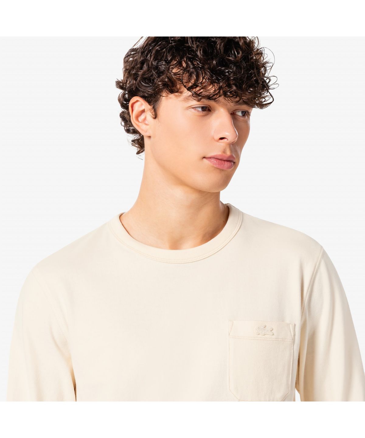 라코스테(LACOSTE) 남성 스티치 크루넥 포켓 긴팔 약기모 티셔츠 TH367E-55N XFJ
