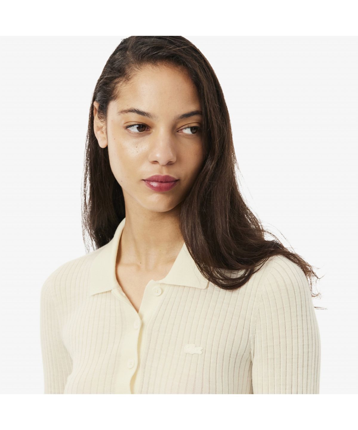 라코스테(LACOSTE) 여성 립조직 긴팔 폴로 스웨터 AF4006-55N 70V