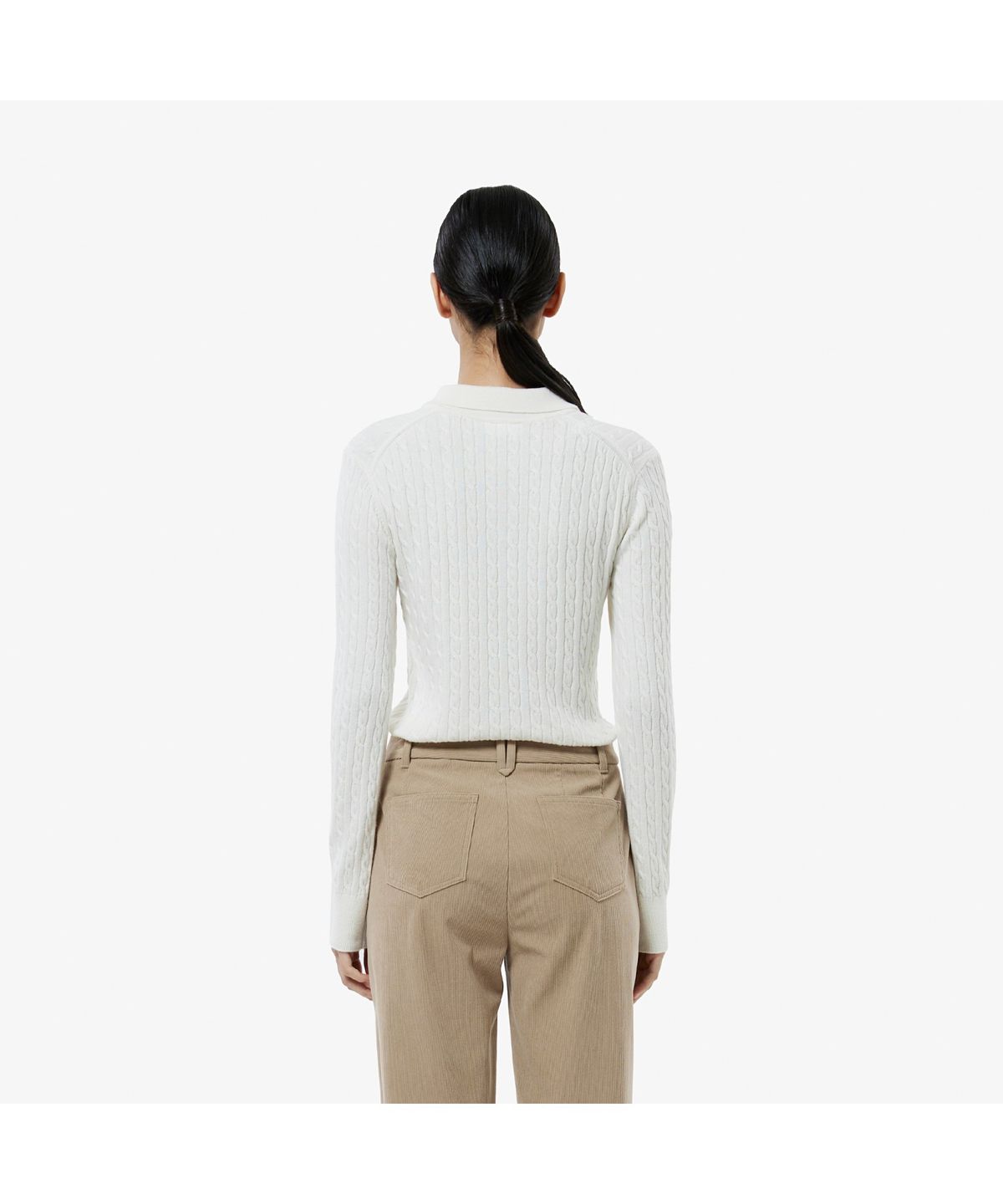 라코스테(LACOSTE) 여성 케이블 긴팔 폴로 스웨터 AF207E-55N XFJ