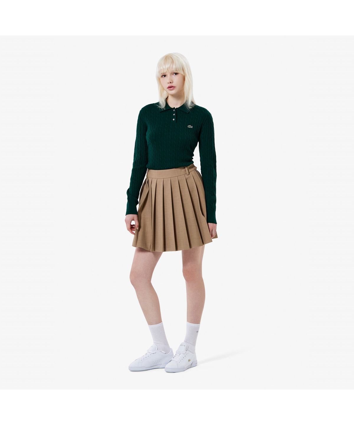 라코스테(LACOSTE) 여성 케이블 긴팔 폴로 스웨터 AF207E-55N YZP