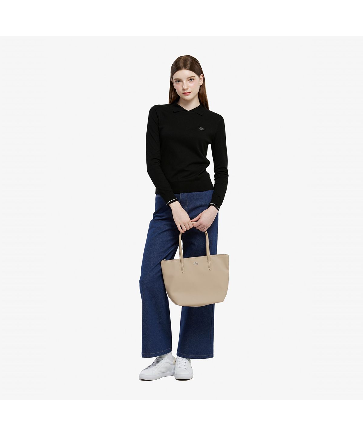 라코스테(LACOSTE) 여성 배색 카라 스웨터 AF814E-55N 031