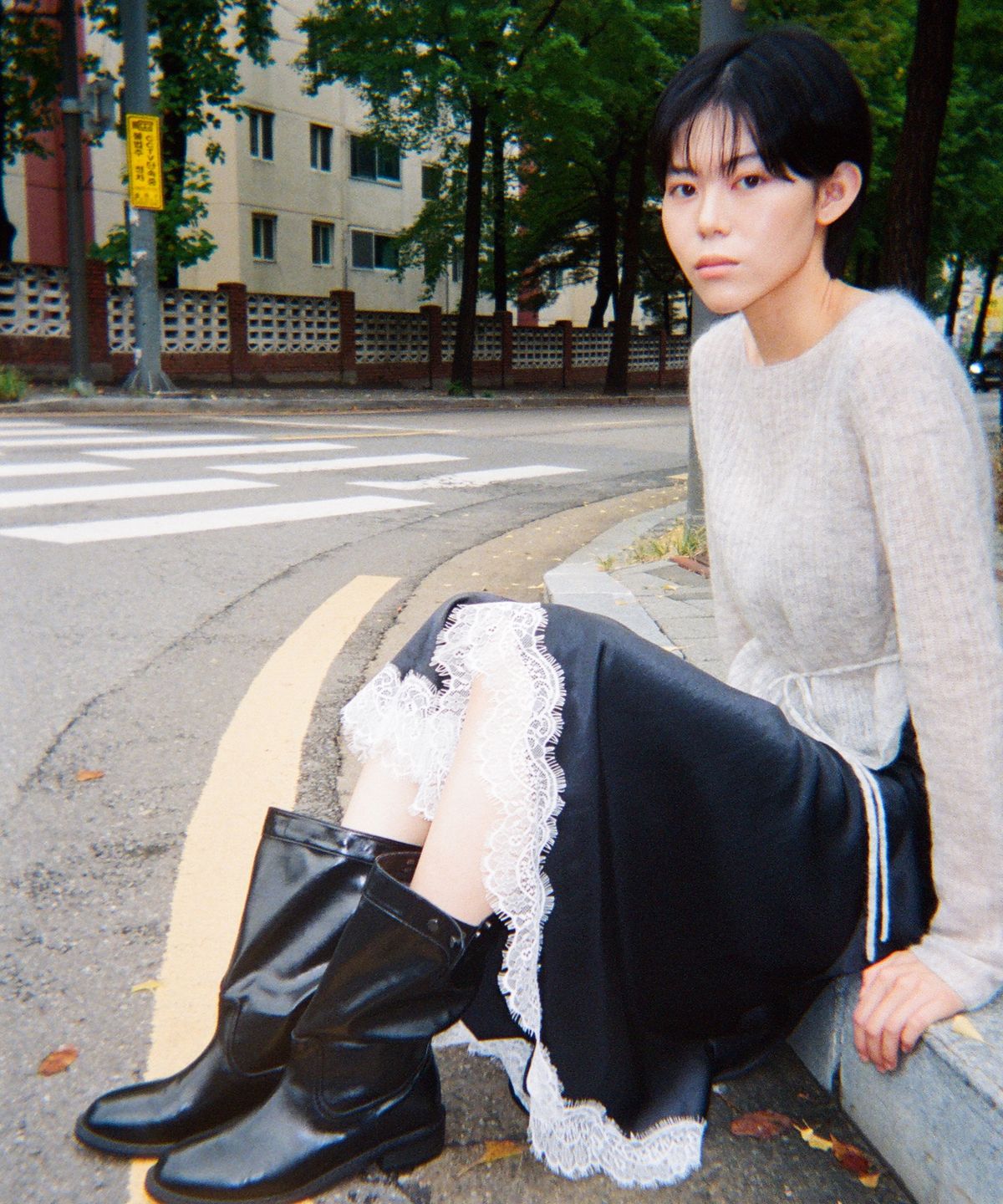 길영(GIL YOUNG) 모헤어 타이 니트_라이트 그레이