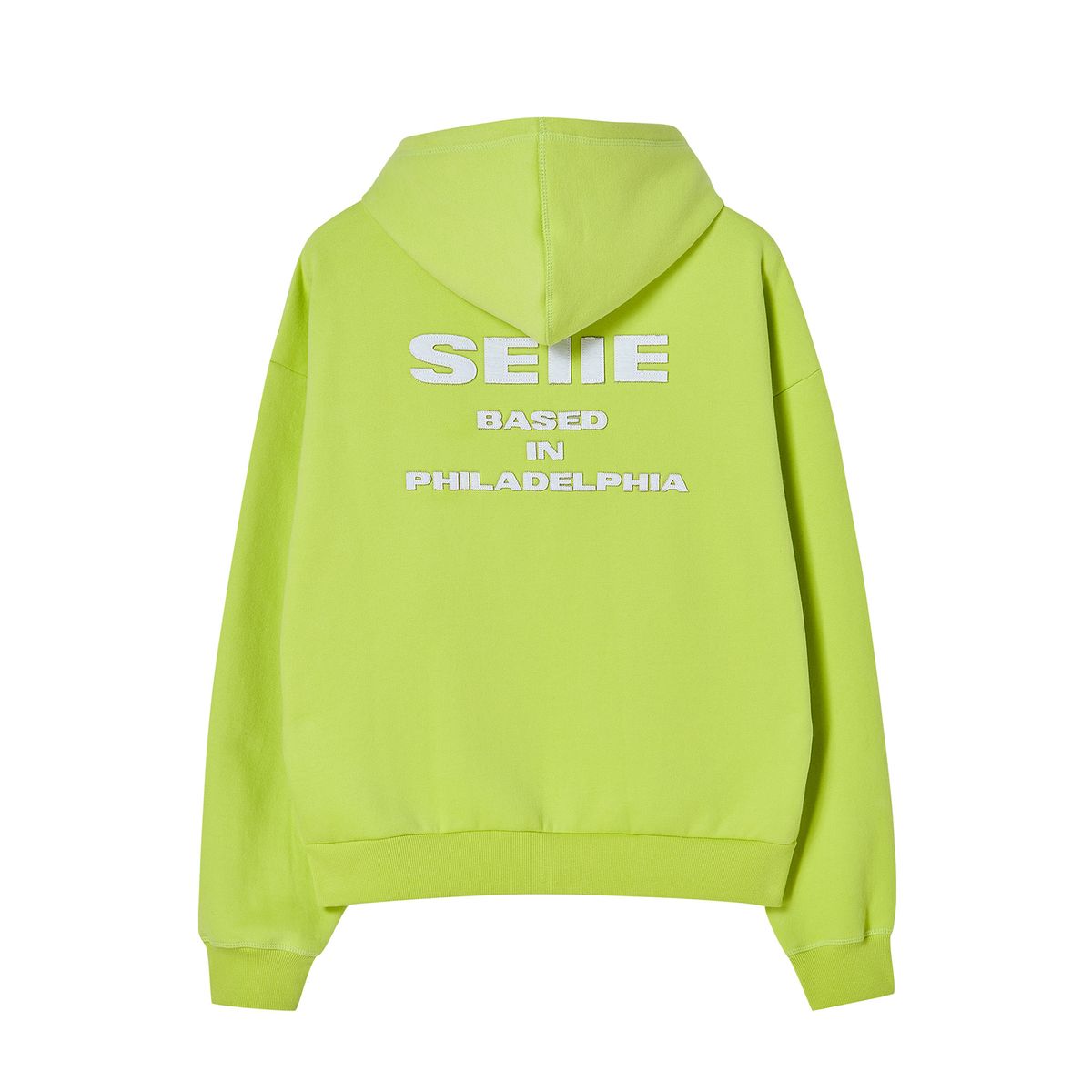 세이에(SEIIE) 네온 아플리케 허그 후드집업 Neon Green