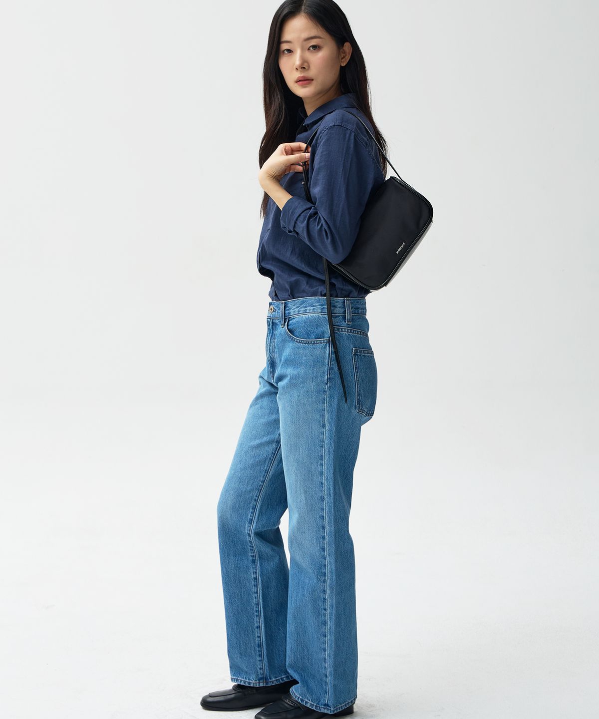 몽삭(MONSAC) 몽삭 클로이 Nylon 숄더백 미디움 블랙 AP15-2515-BN