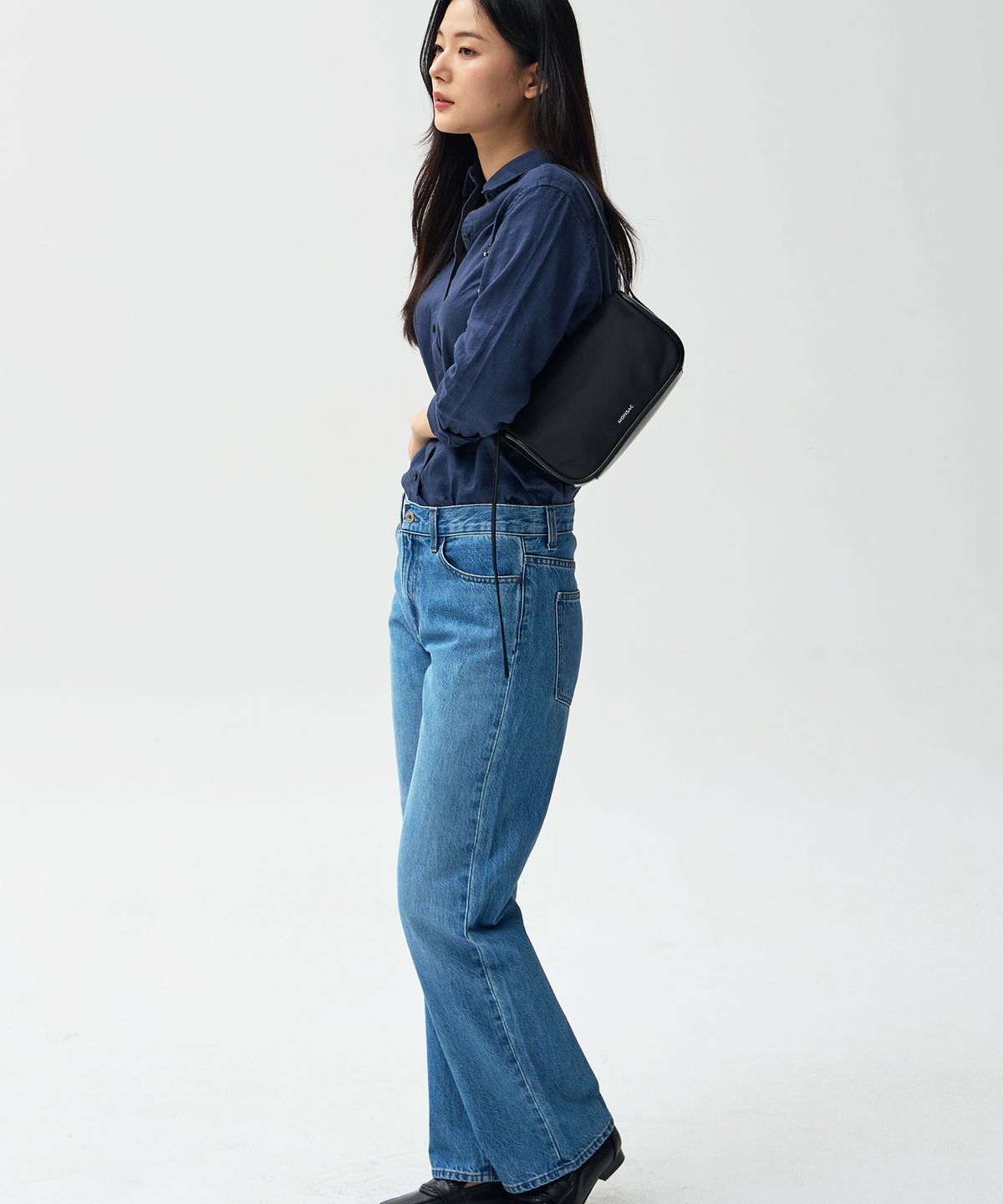 몽삭(MONSAC) 몽삭 클로이 Nylon 숄더백 미디움 블랙 AP15-2515-BN