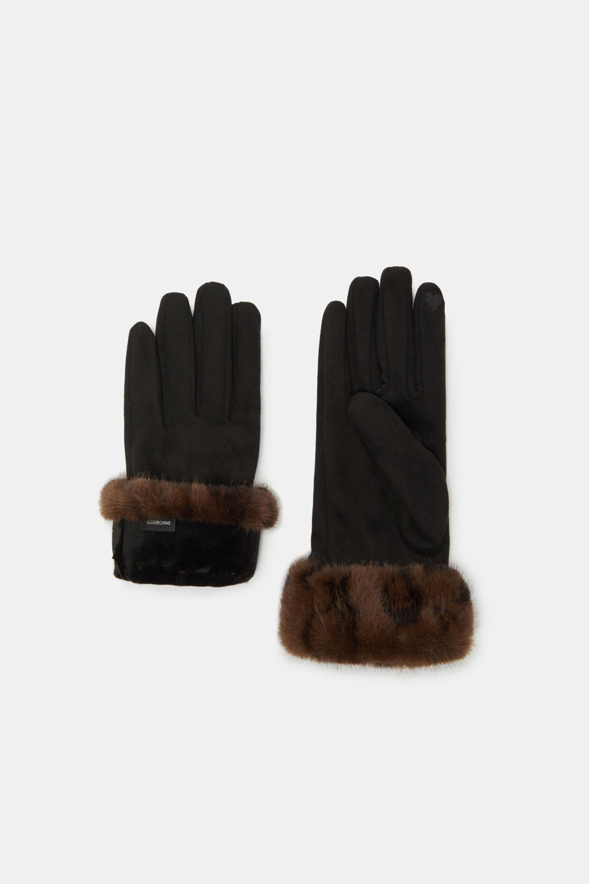 쿠론(COURONNE) Fur Trim Gloves_RCHAX25641BKX