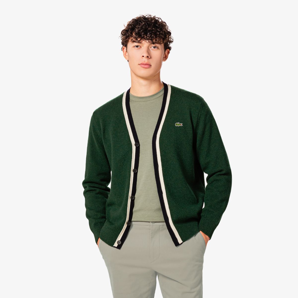 라코스테(LACOSTE) 남성 브이넥 방모 가디건 AH660E-55N YZP