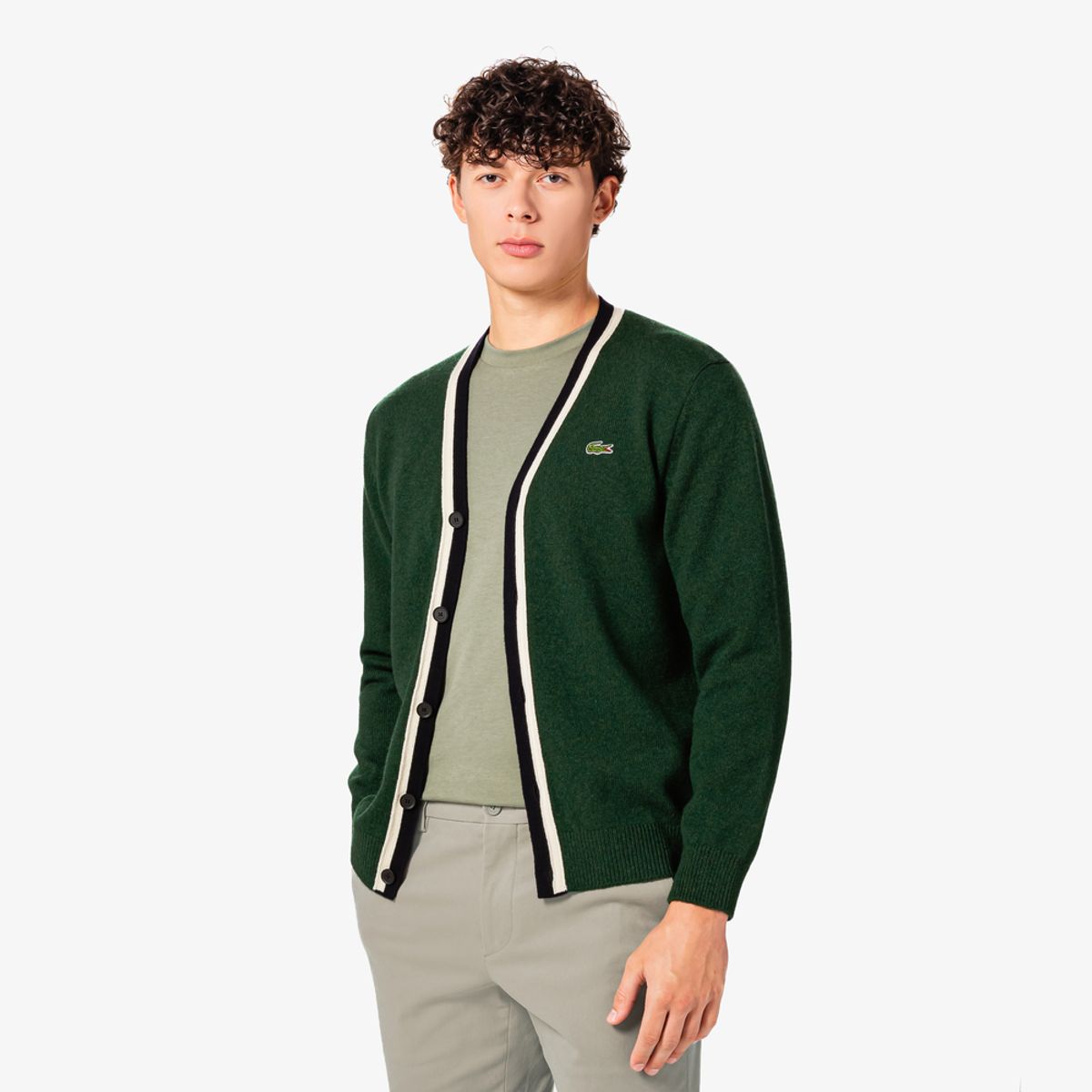 라코스테(LACOSTE) 남성 브이넥 방모 가디건 AH660E-55N YZP