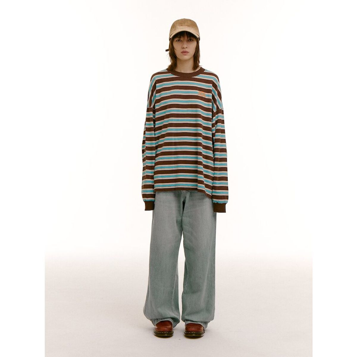 샌드 사운드(SAND SOUND) (UNISEX) 오버덕 워싱 볼캡  옐로이시 브라운