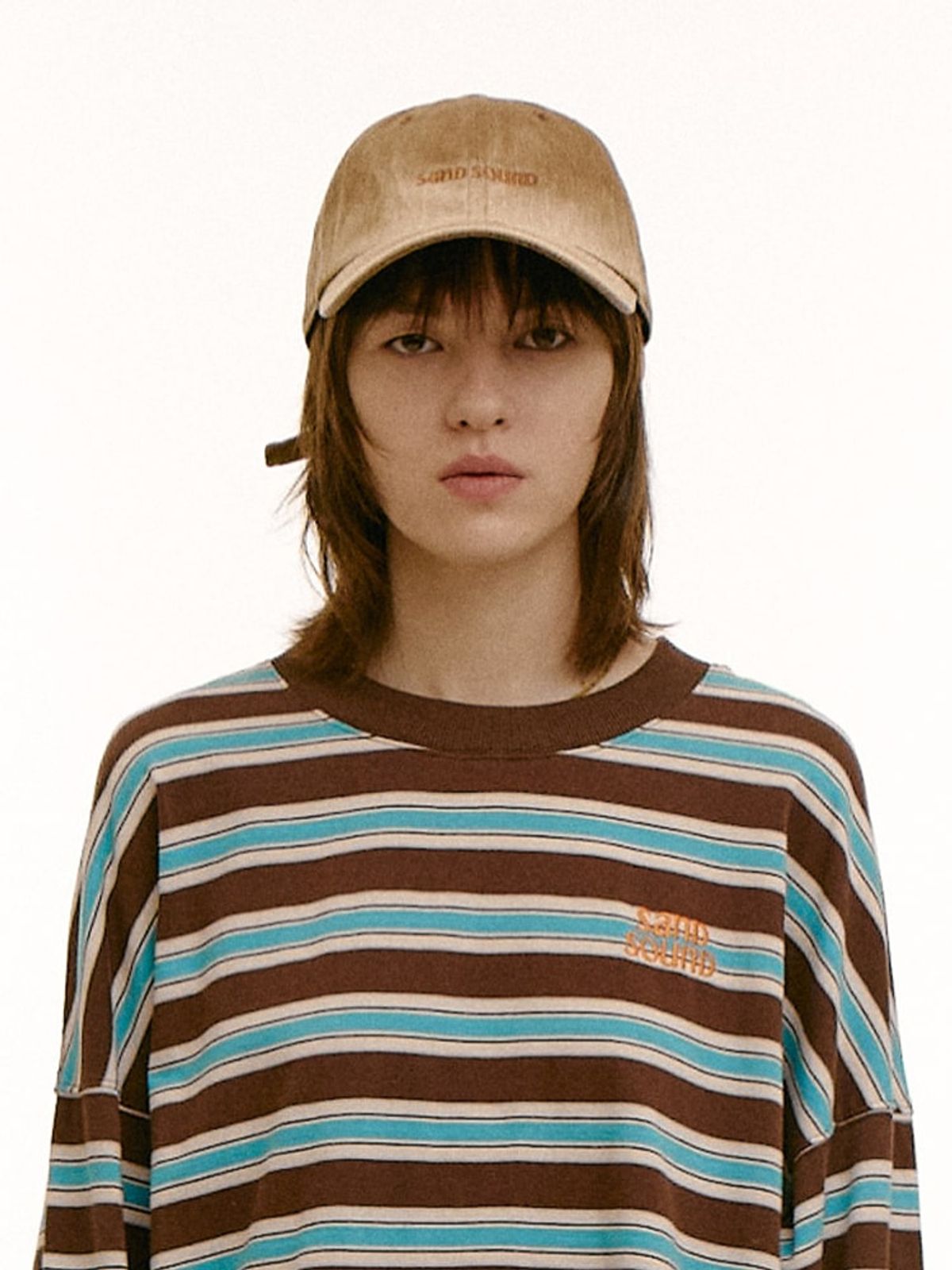 샌드 사운드(SAND SOUND) (UNISEX) 오버덕 워싱 볼캡  옐로이시 브라운