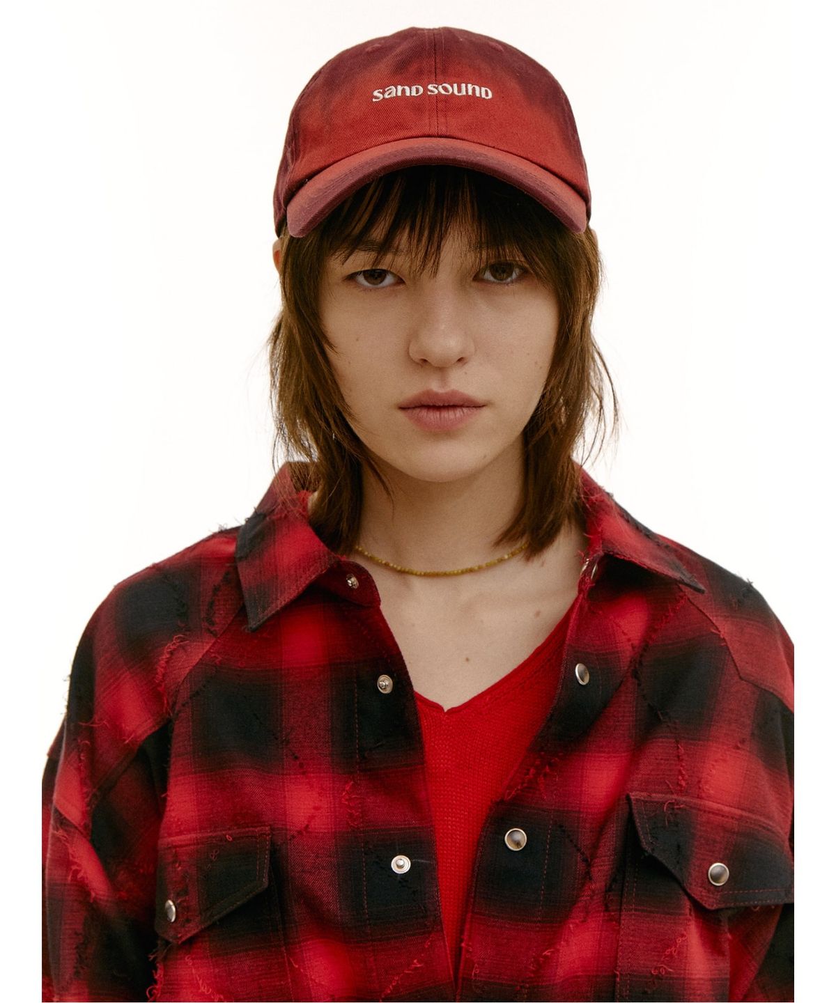샌드 사운드(SAND SOUND) (UNISEX) 코튼 워싱 볼캡  레드