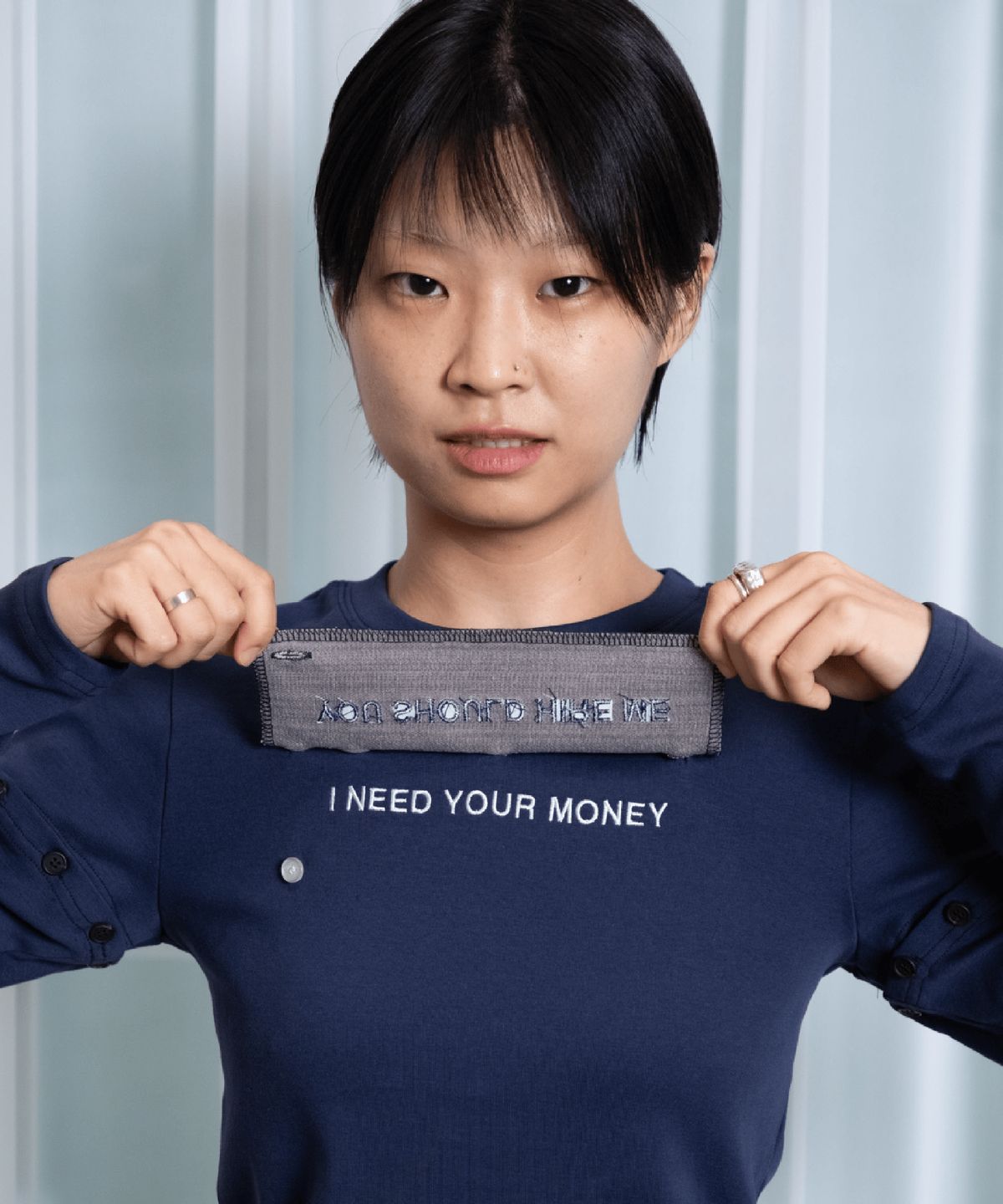 크래피룸(CRAPPYROOM) HIRE ME CONVERTIBLE  LONG SLEEVE (NAVY)