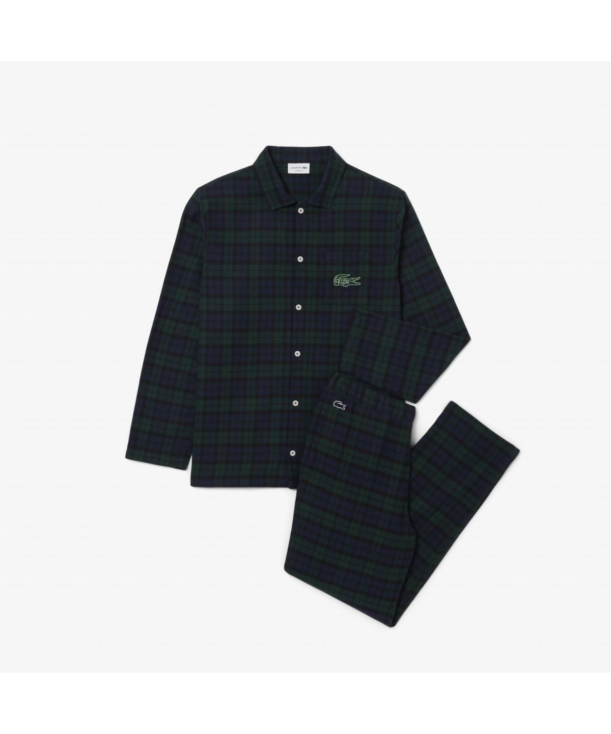 라코스테(LACOSTE) 남성 플란넬 체크 코튼 파자마 세트 4H5049-55N YZP