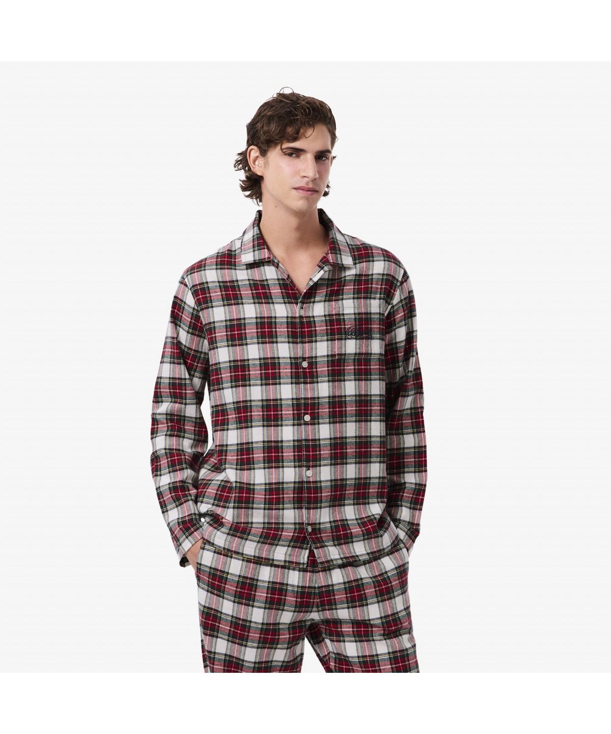 라코스테(LACOSTE) 남성 플란넬 체크 코튼 파자마 세트 4H7981-55N UW6