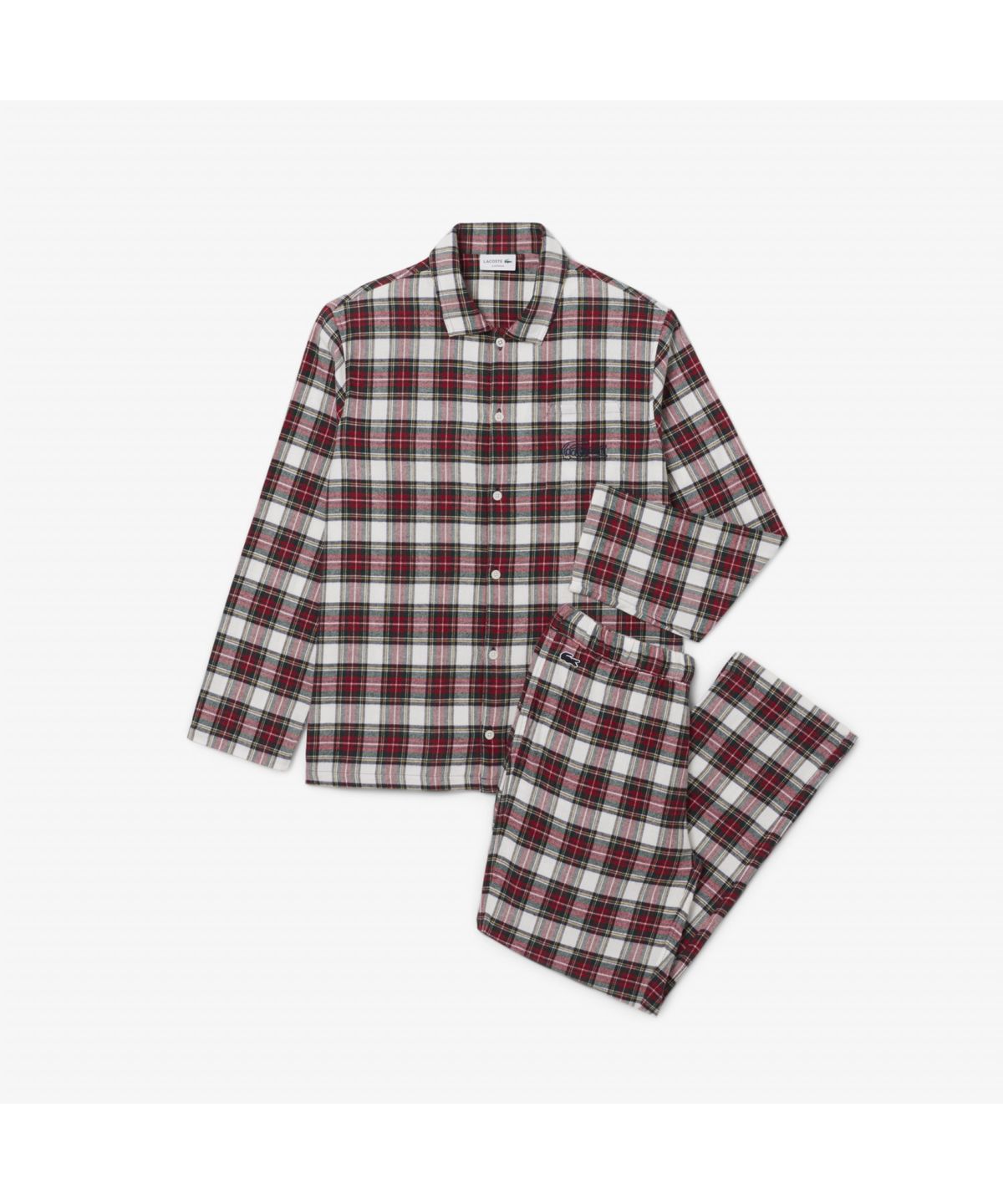 라코스테(LACOSTE) 남성 플란넬 체크 코튼 파자마 세트 4H7981-55N UW6