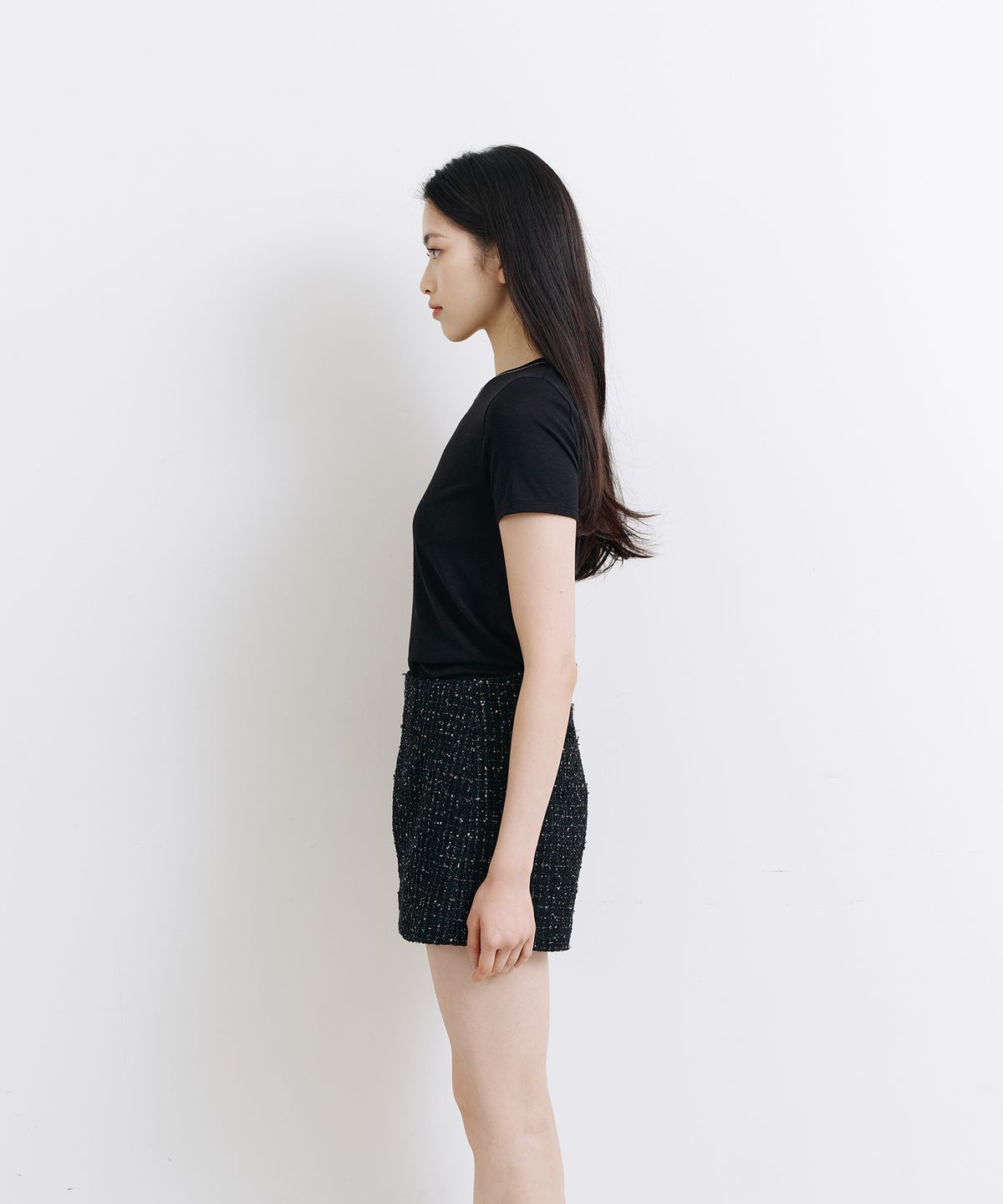 라피네아뜰리에(RAFFINE ATELIER) 클래식 트위드 치마바지 블랙