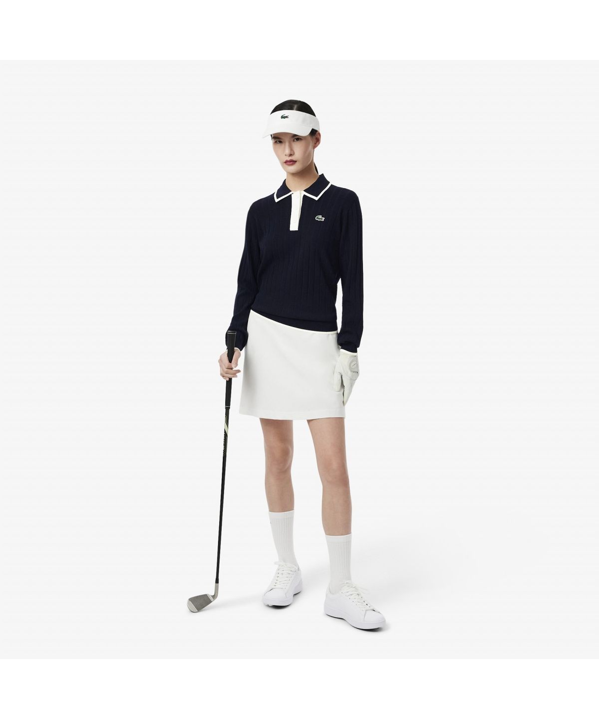 라코스테(LACOSTE) 여성 골프 컬러 티핑 긴소매 스웨터 폴로 셔츠 AF8544-55N HHW