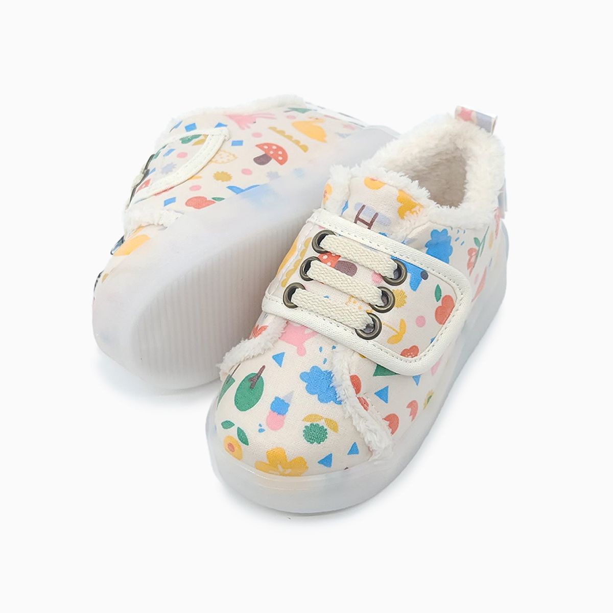 베이비솔(BABYSOLE) 폼폼리틀토이LED털운동화