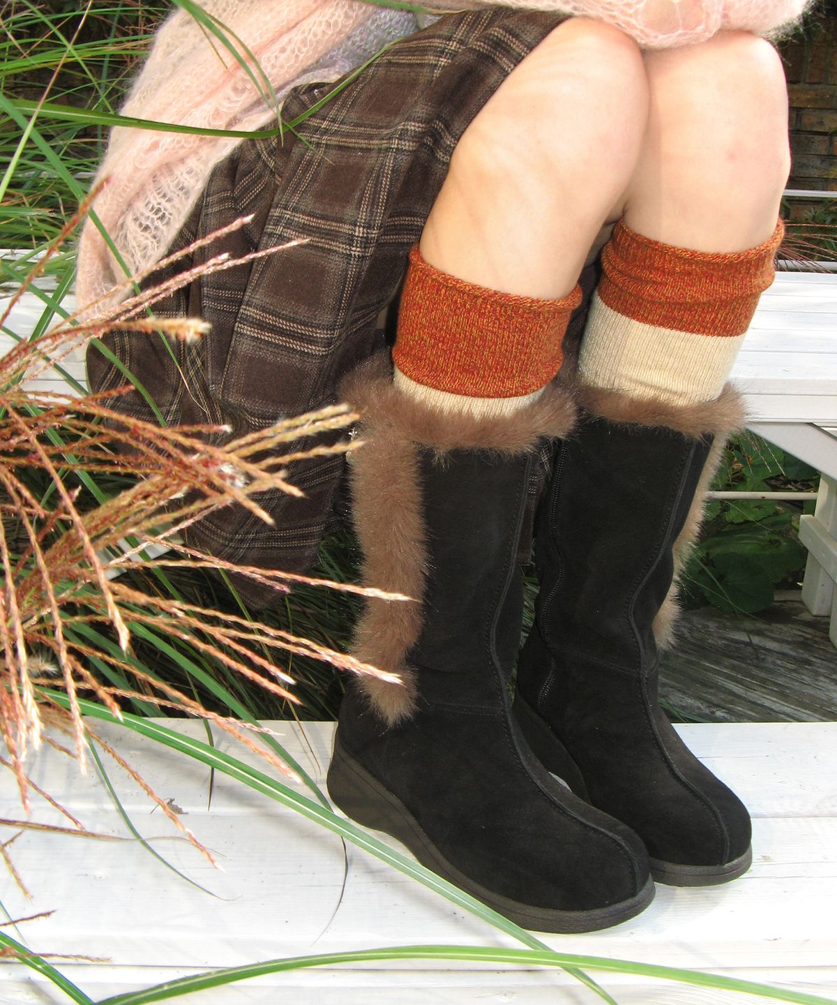 포기무디(FOGGY MOODY) Woolen 0036. Fur Trimming Boots - 2colors