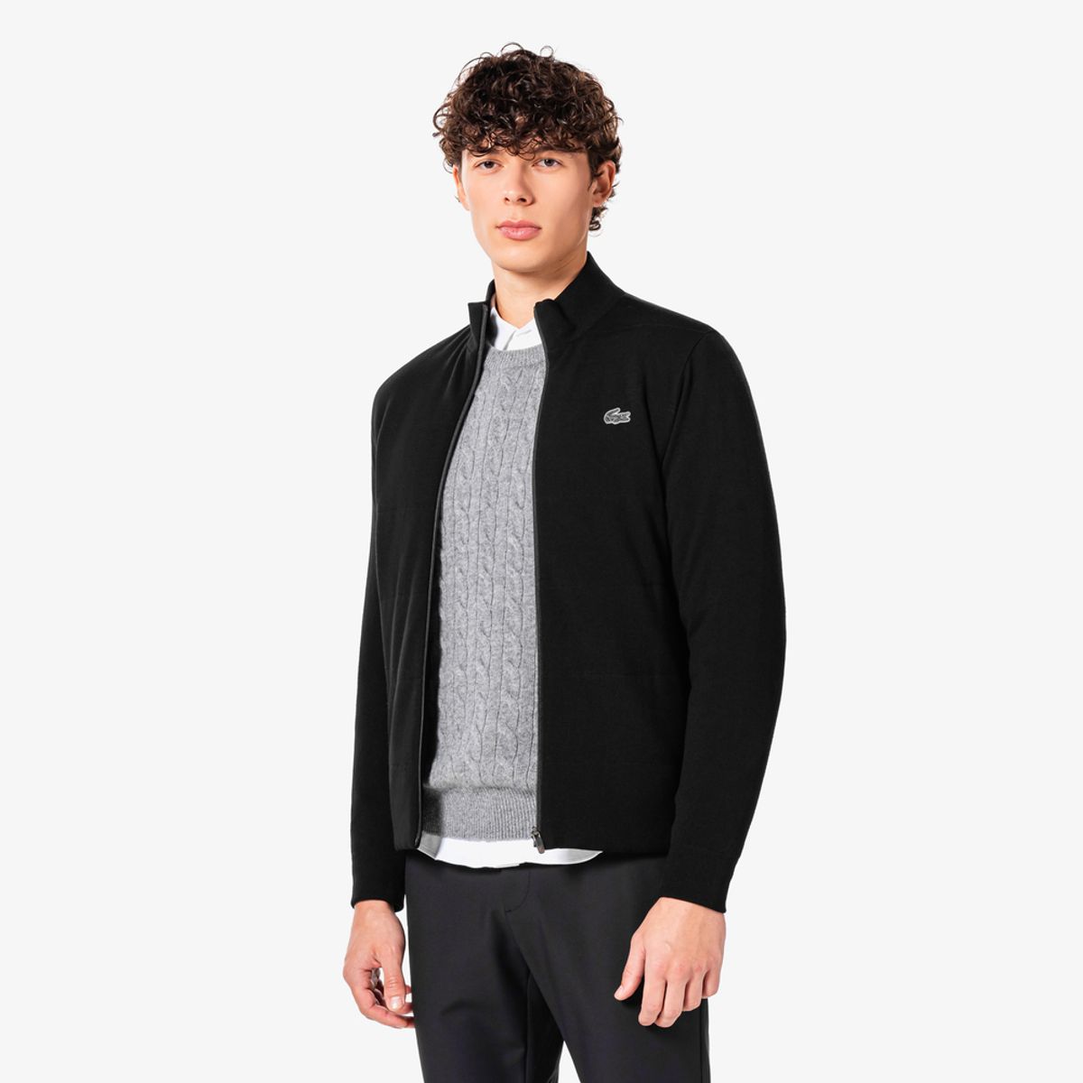 라코스테(LACOSTE) 남성 골프 팁핑 하이브리드 풀집업 스웨터 AH922E-55N 031