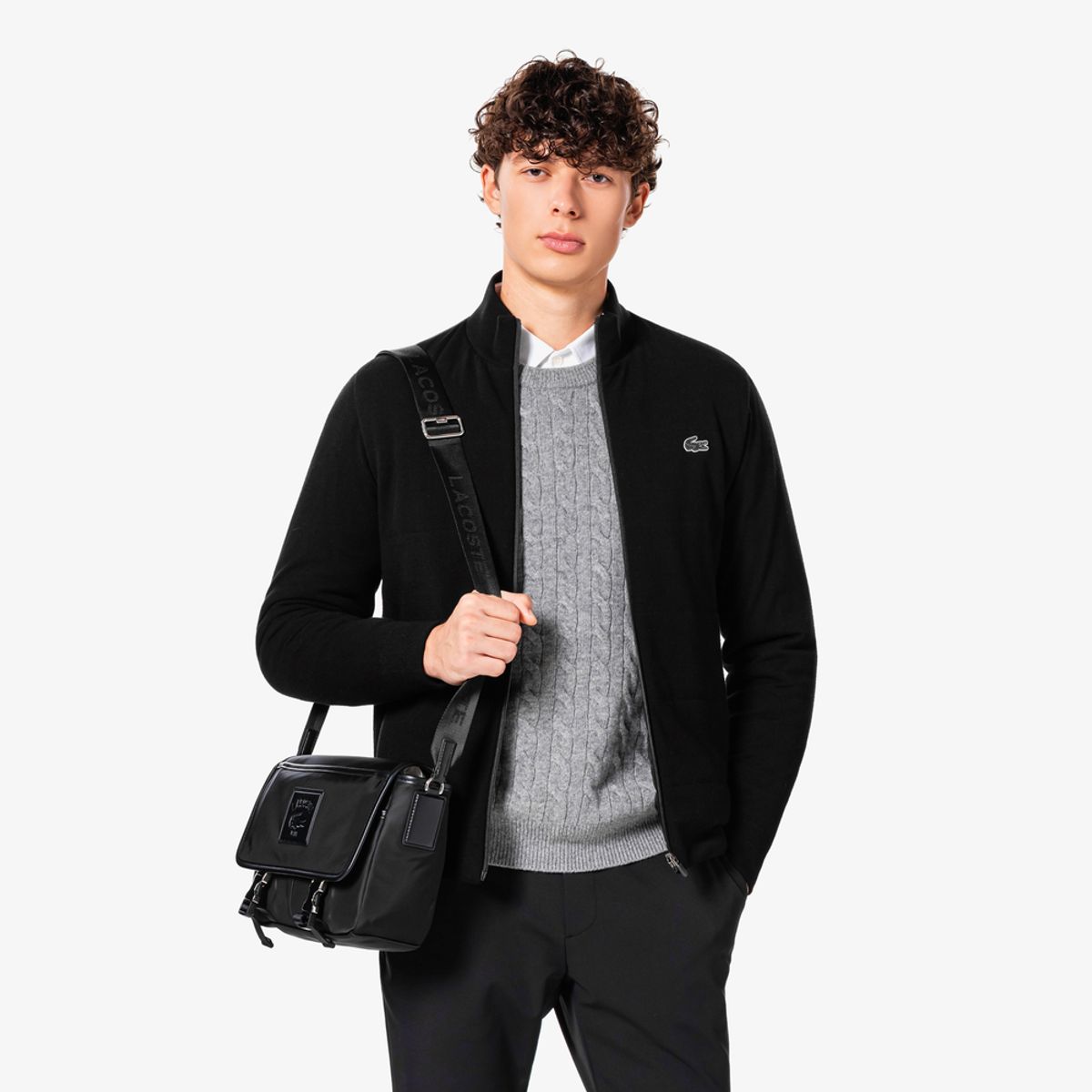 라코스테(LACOSTE) 남성 골프 팁핑 하이브리드 풀집업 스웨터 AH922E-55N 031