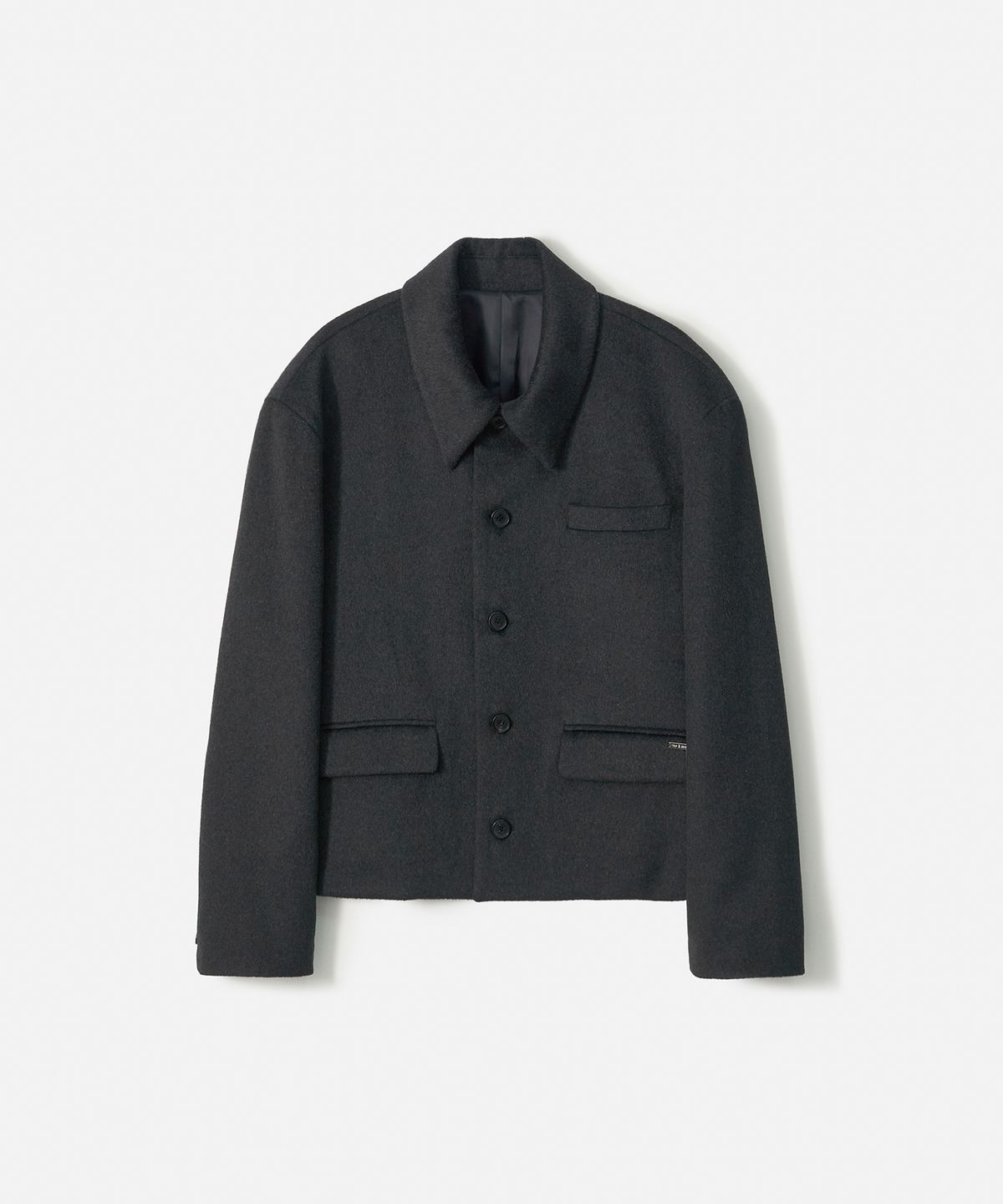 트립르센스(TRIP LE SENS) [F/W]커스텀 울 카라 히든 스냅 블레이저_차콜