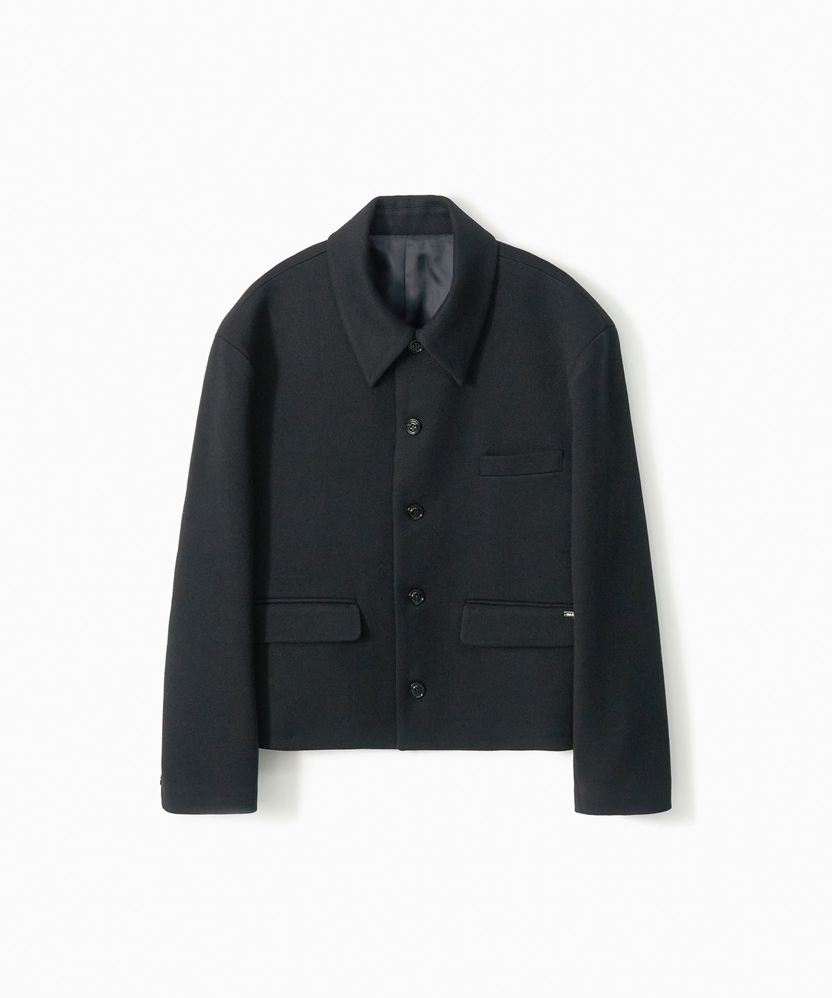 트립르센스(TRIP LE SENS) [F/W]커스텀 울 카라 히든 스냅 블레이저_헤비 트윌_블랙