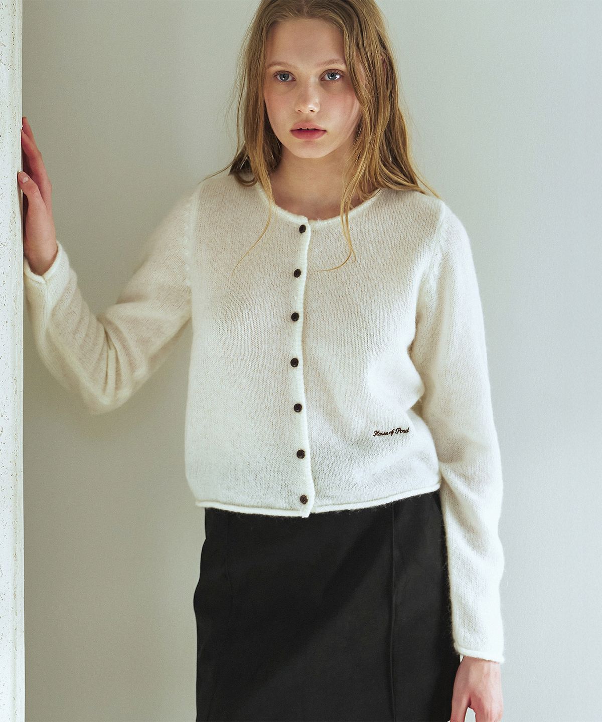 하우스 오브 폰드(HOUSE OF POND) Super Fine Mohair Round Neck Cardigan_Ivory