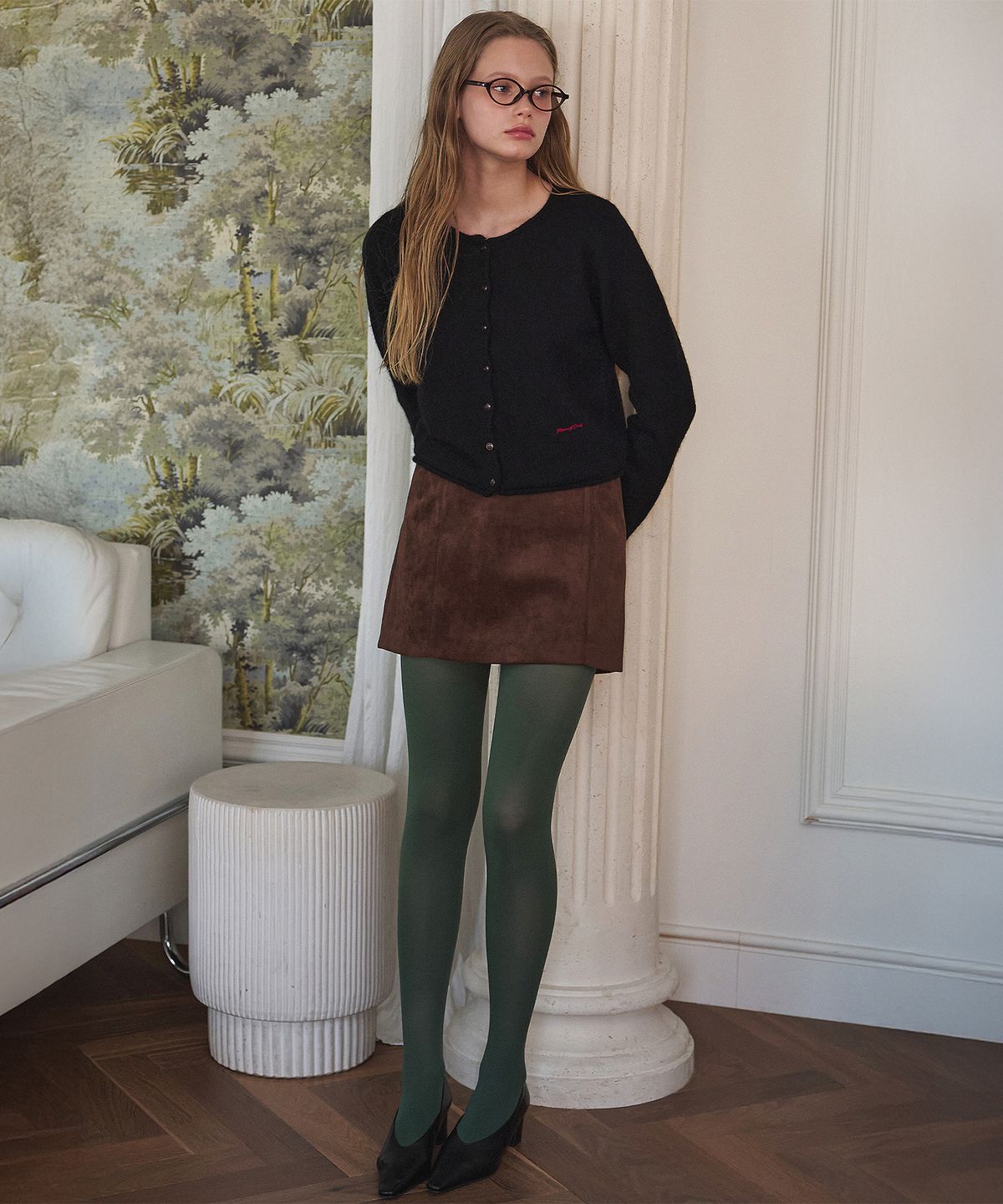 하우스 오브 폰드(HOUSE OF POND) Super Fine Mohair Round Neck Cardigan_Black