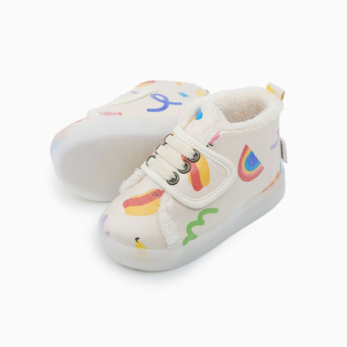 베이비솔(BABYSOLE) 폼폼드로잉LED털운동화