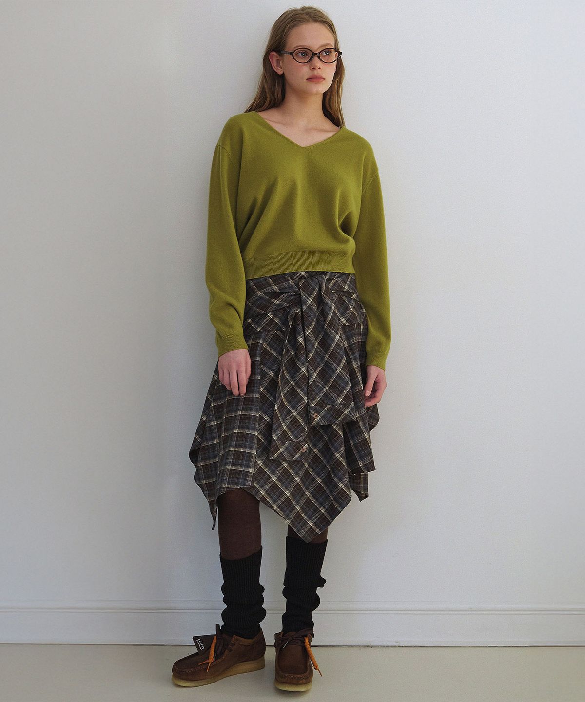 하우스 오브 폰드(HOUSE OF POND) Wool 100 V Neck Loose Fit Pullover_Olive