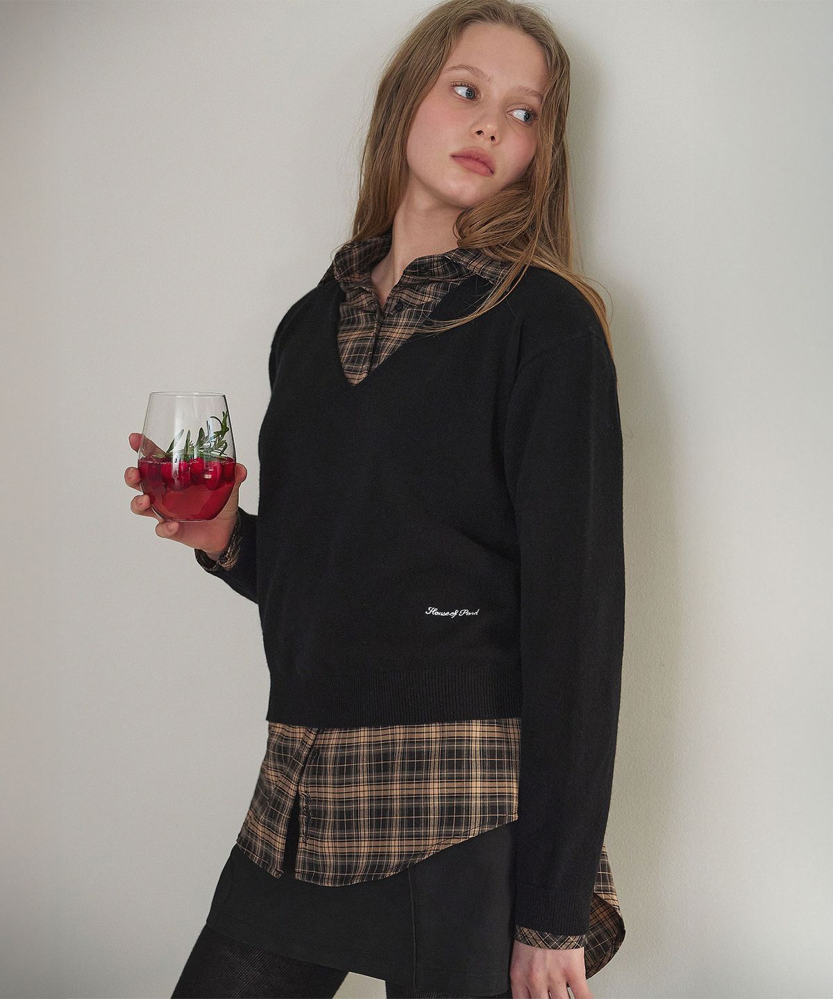 하우스 오브 폰드(HOUSE OF POND) Wool 100 V Neck Loose Fit Pullover_Black