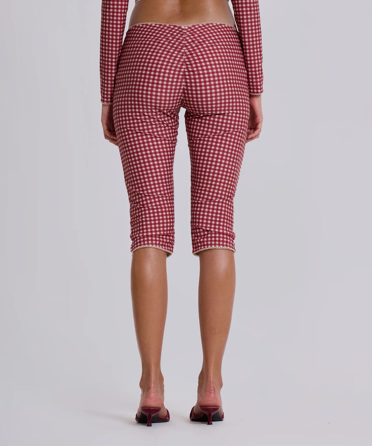 제이디드 런던(JADED LONDON) (W) 비치 카프리 트라우저 레드 깅엄 레드 BEACH CAPRI TROUSERS RED GINGHAM RED