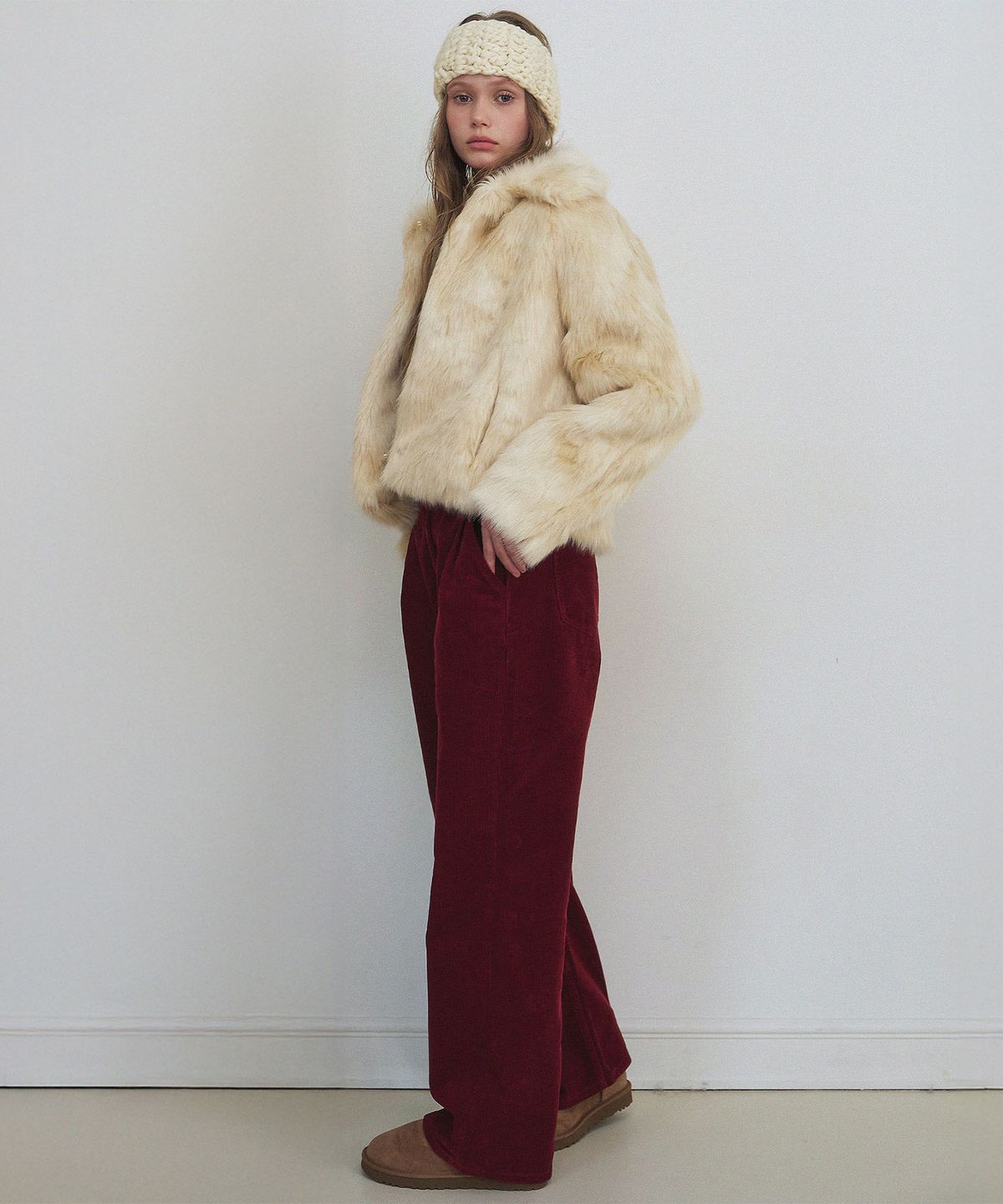 하우스 오브 폰드(HOUSE OF POND) High Neck Heritage Fur Jacket_Ivory