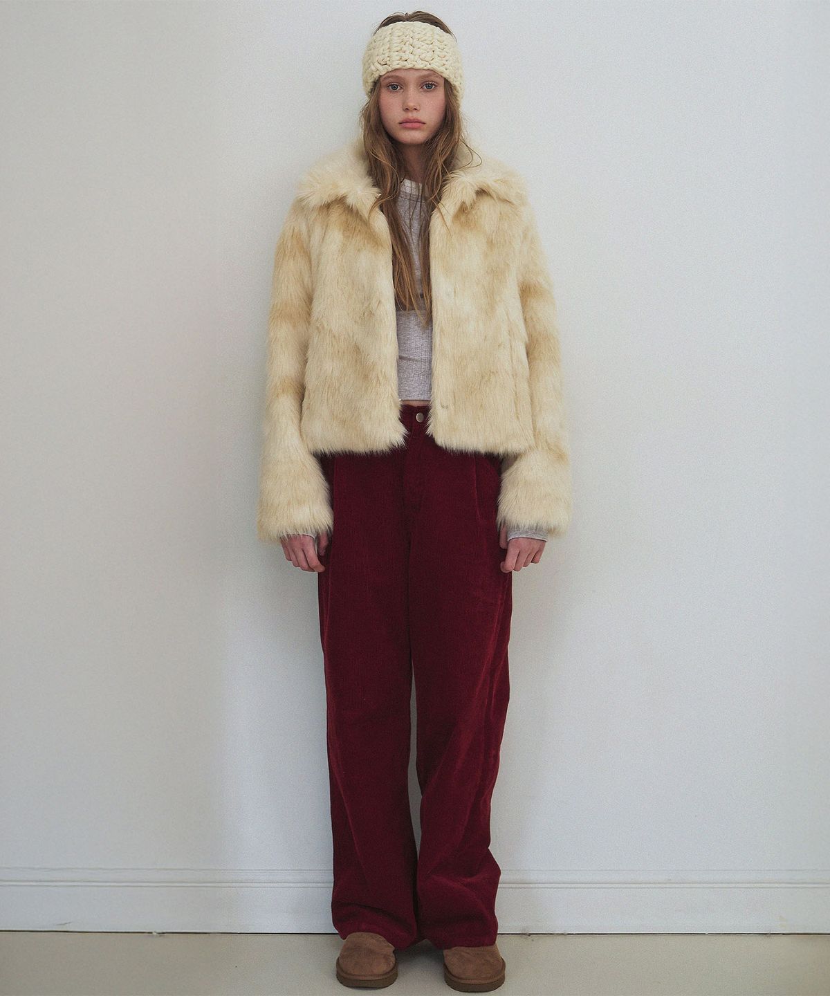 하우스 오브 폰드(HOUSE OF POND) High Neck Heritage Fur Jacket_Ivory