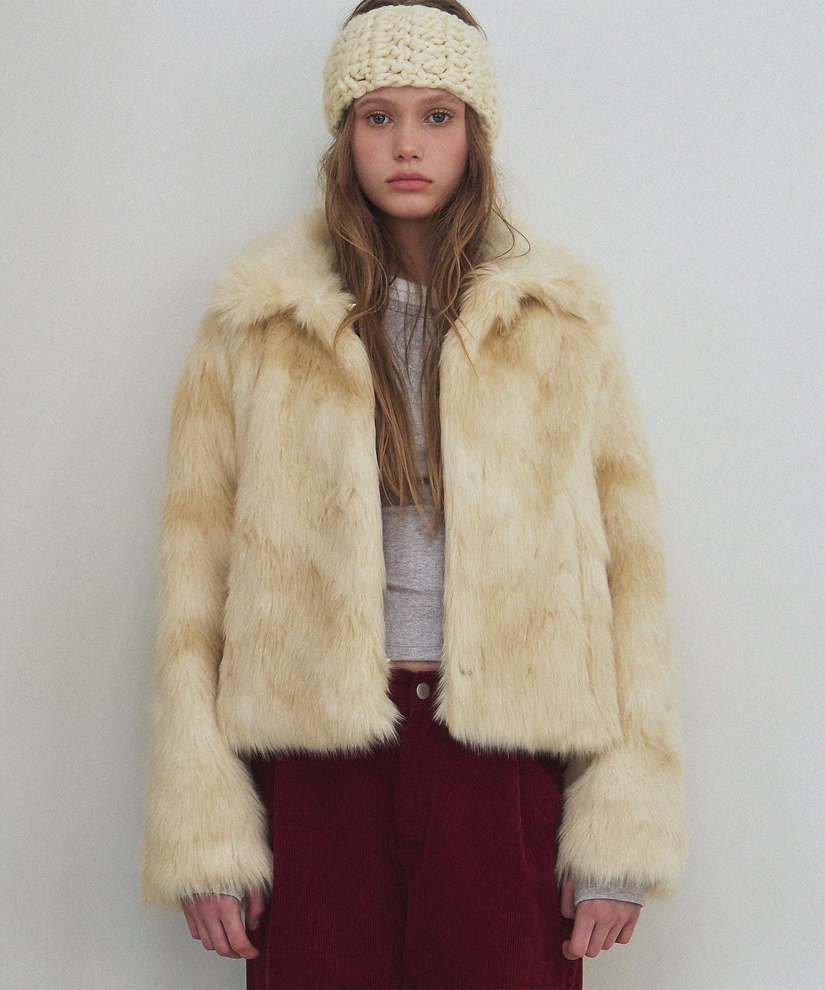 하우스 오브 폰드(HOUSE OF POND) High Neck Heritage Fur Jacket_Ivory
