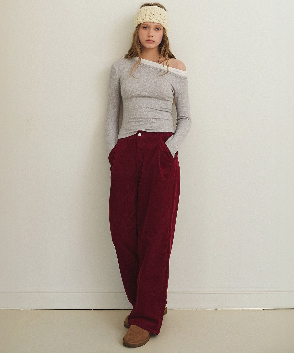 하우스 오브 폰드(HOUSE OF POND) Layered Asymmetric Shoulder T Shirt_Grey