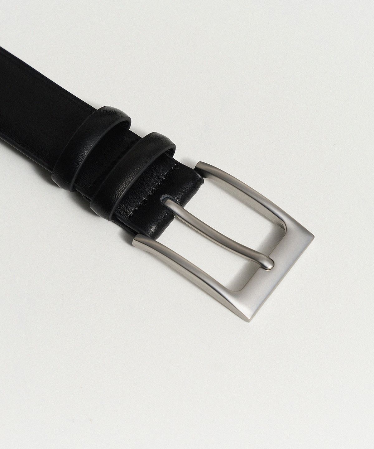 하우스 오브 폰드(HOUSE OF POND) Wide Cow Leather Square Belt_Black