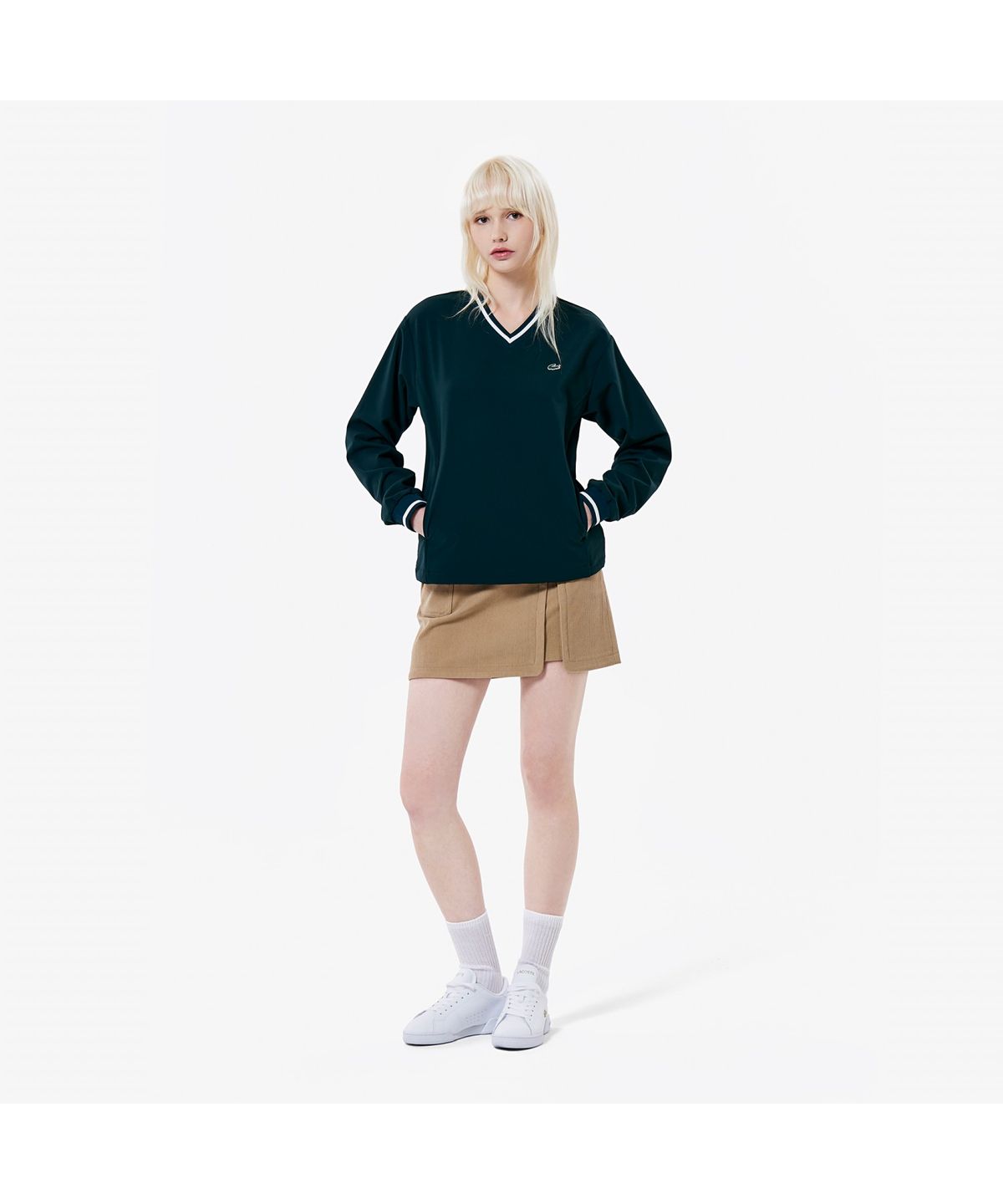 라코스테(LACOSTE) 여성 우븐 스웻 셔츠 SF901E-55N YZP