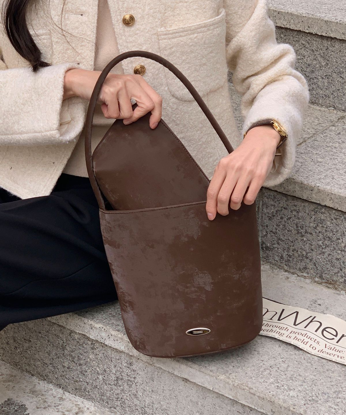 투아모(TOOAMO) 러브 미니백 트윙클 브라운 [파우치 세트]