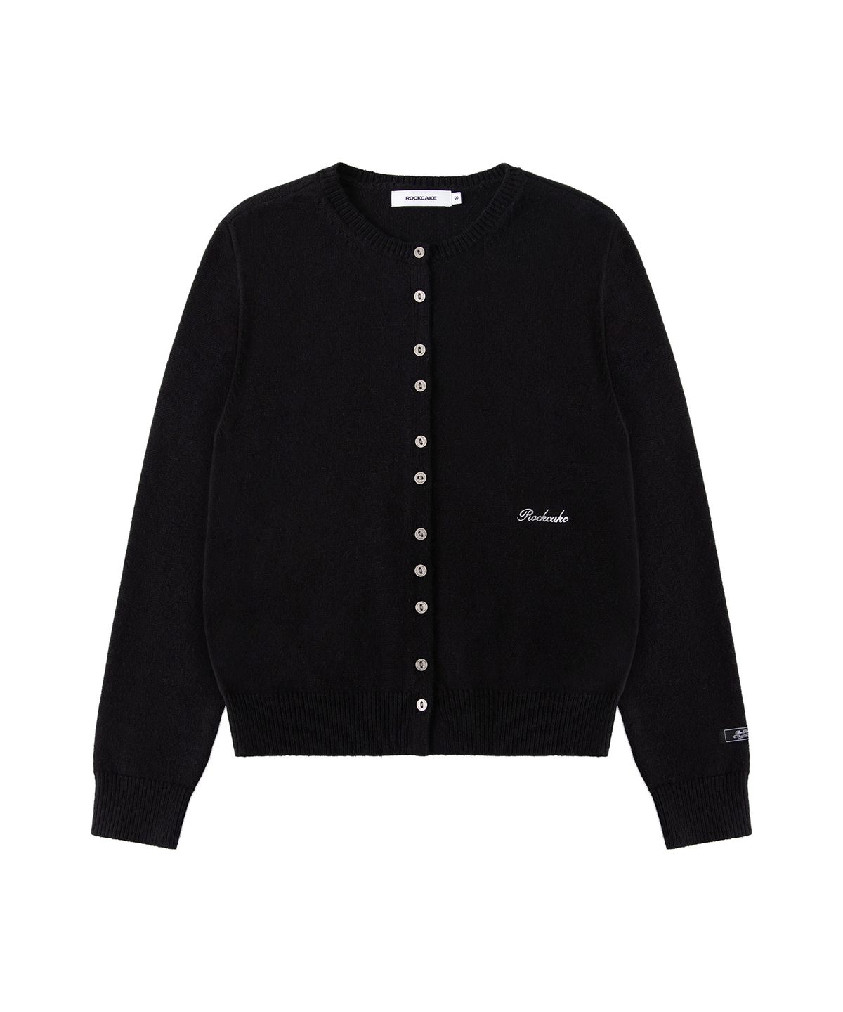 락케이크(ROCKCAKE) Essential Crewneck Cardigan - Black