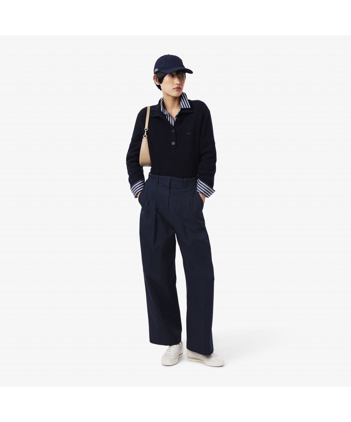 라코스테(LACOSTE) 여성 와이드핏 치노 턱팬츠 HF2445-55N 166