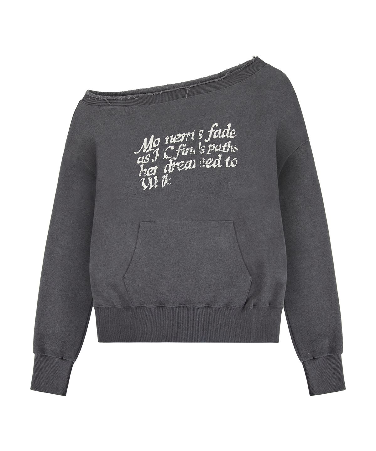 락케이크(ROCKCAKE) Washed Off Shoulder Sweatshirt - Charcoal
