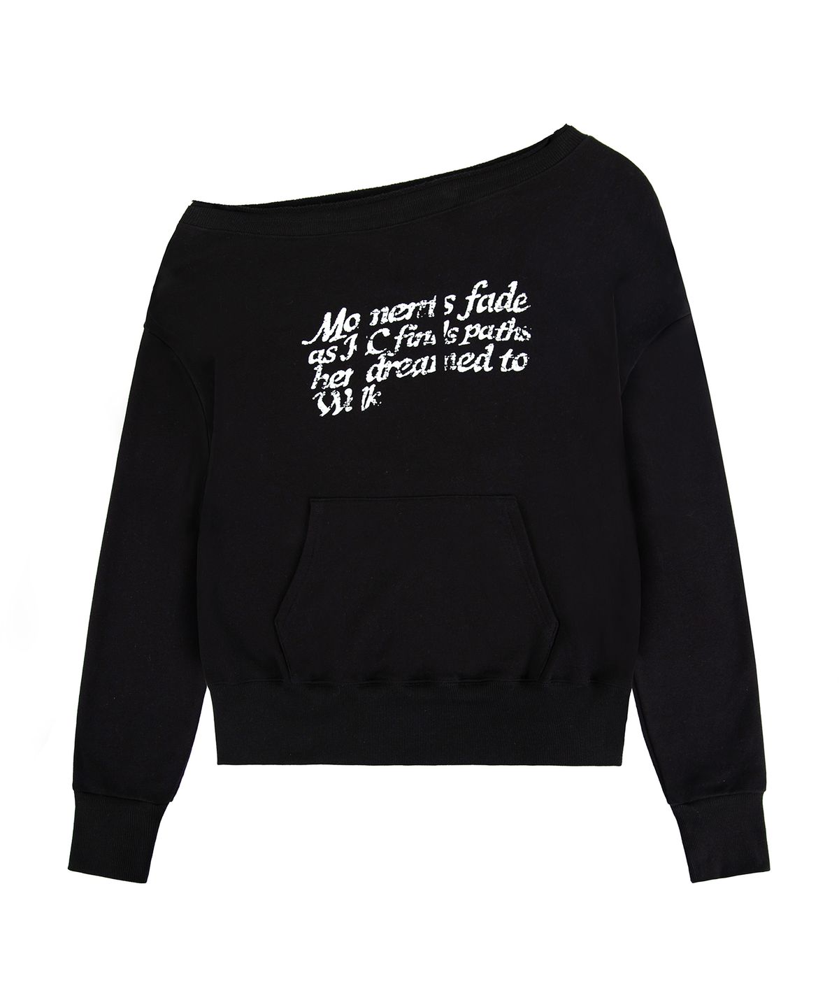 락케이크(ROCKCAKE) Washed Off Shoulder Sweatshirt - Black
