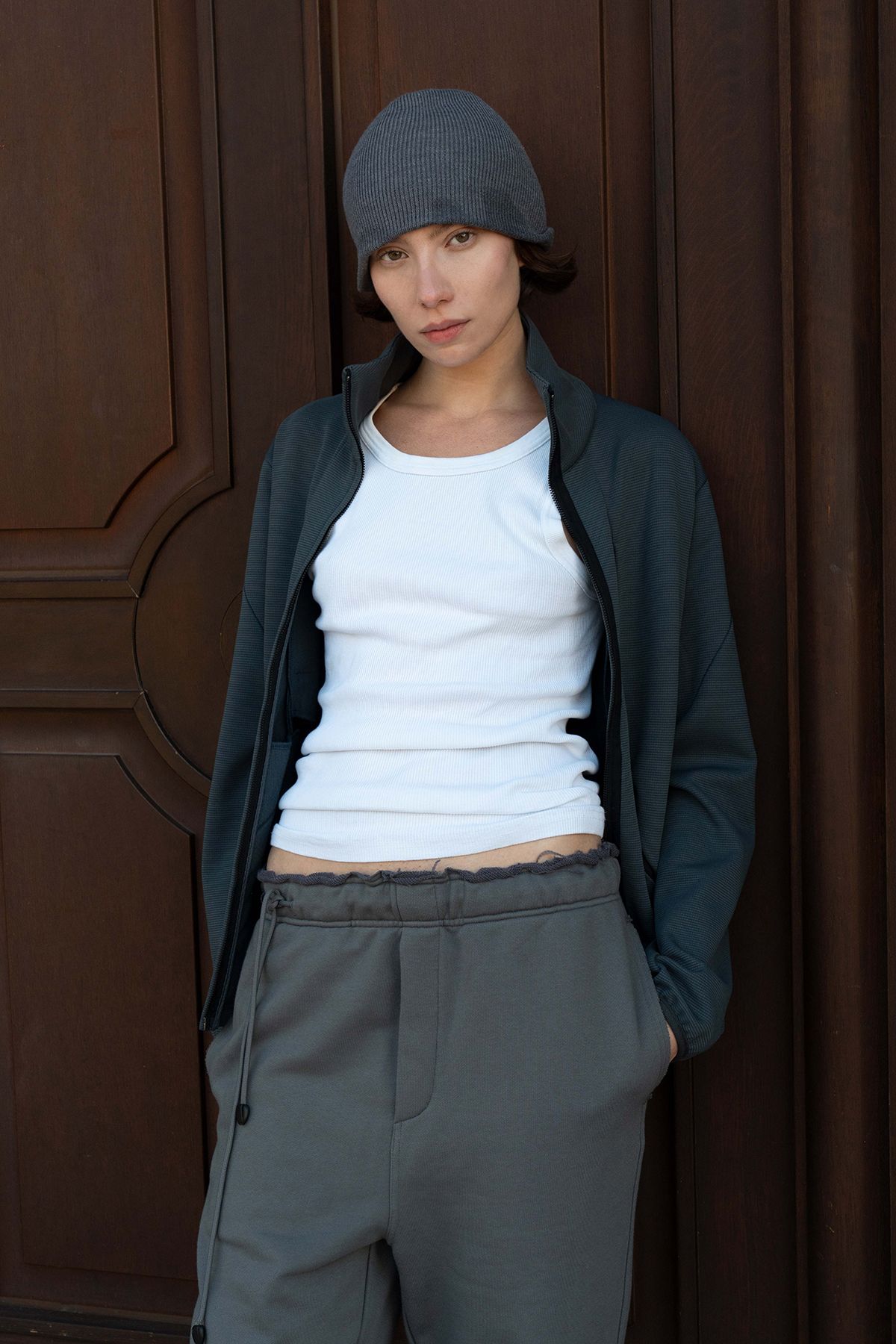 폼리쉬(FORMLICH) LEATHER CLIP BEANIE / GREY