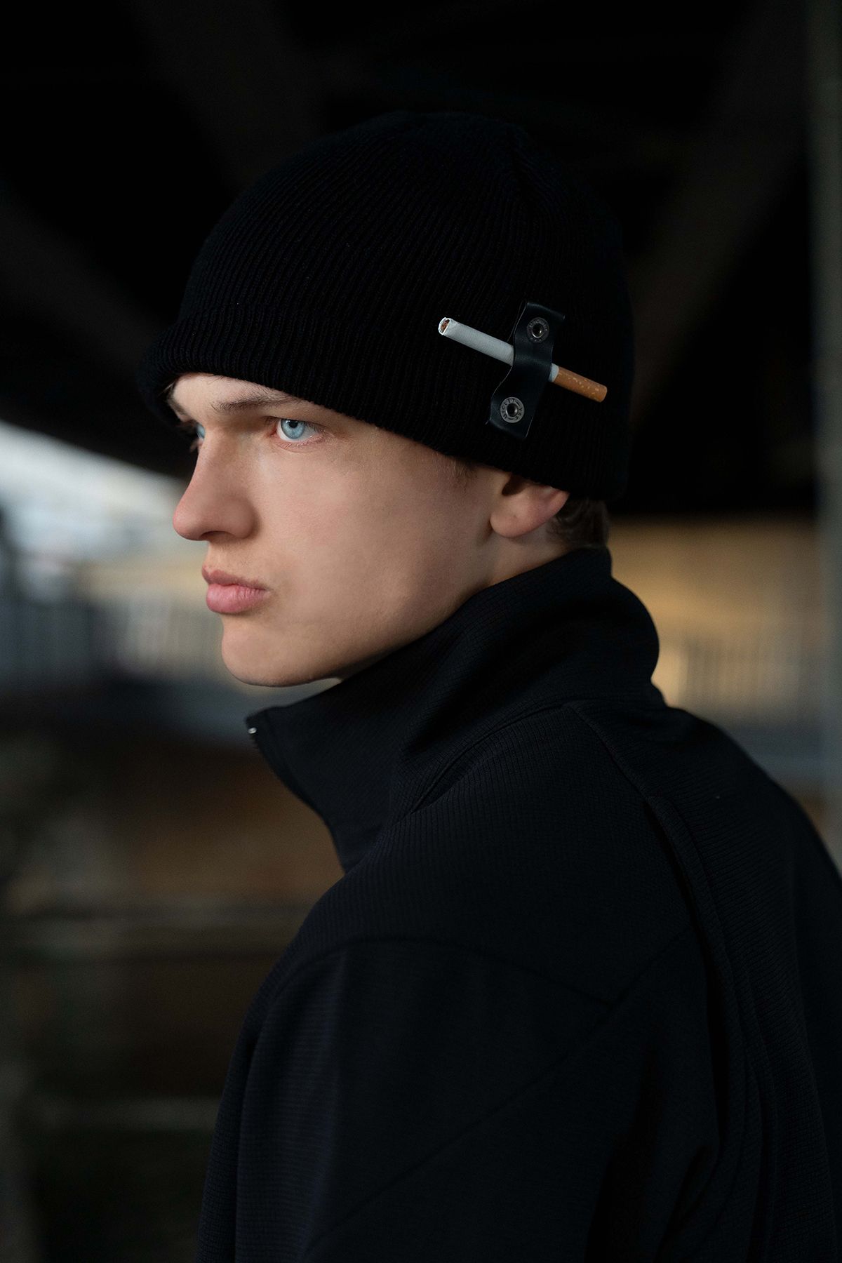 폼리쉬(FORMLICH) LEATHER CLIP BEANIE / BLACK