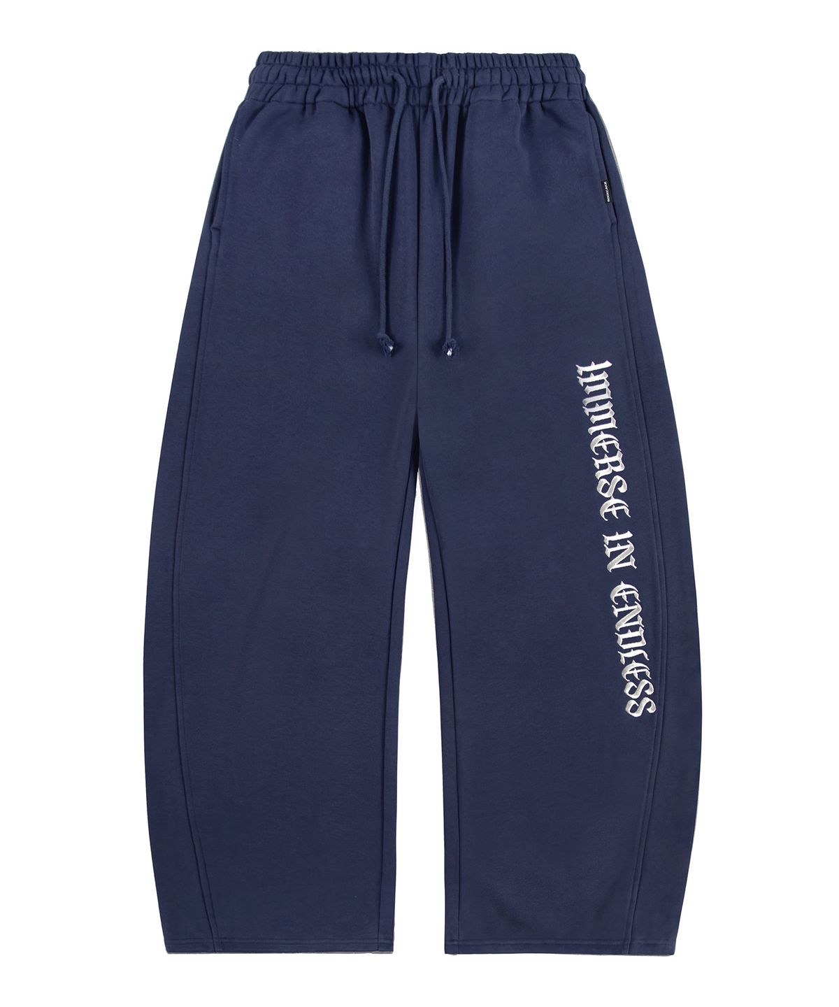 락케이크(ROCKCAKE) Lettering Wide Curved Jogger - Navy